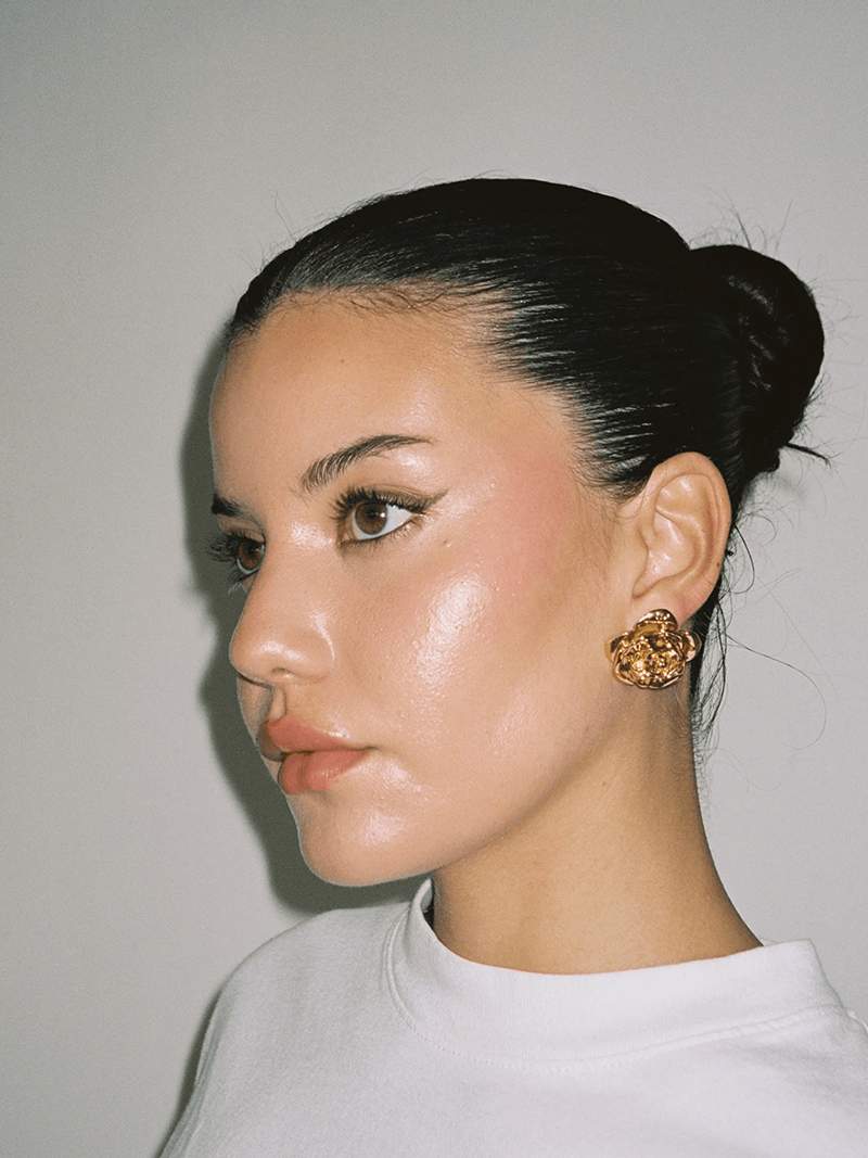 Rose Stud Earrings - Detailed Petal Design