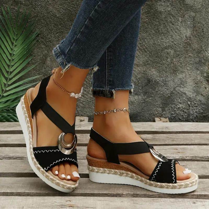 Woven Platform Sandals - Ankle-Strap Detail