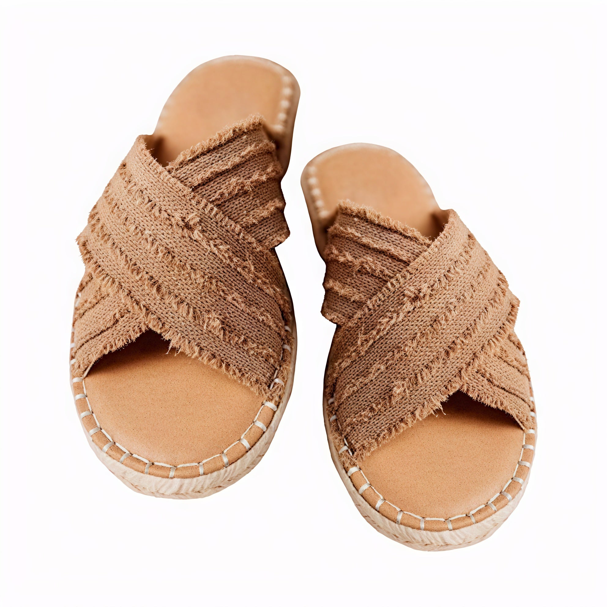 Women's Casual Sandals – Textile Cross-Strap, Rope Sole Design-72720-484f79dd-aaf8-4369-9f28-4e080e970ca7