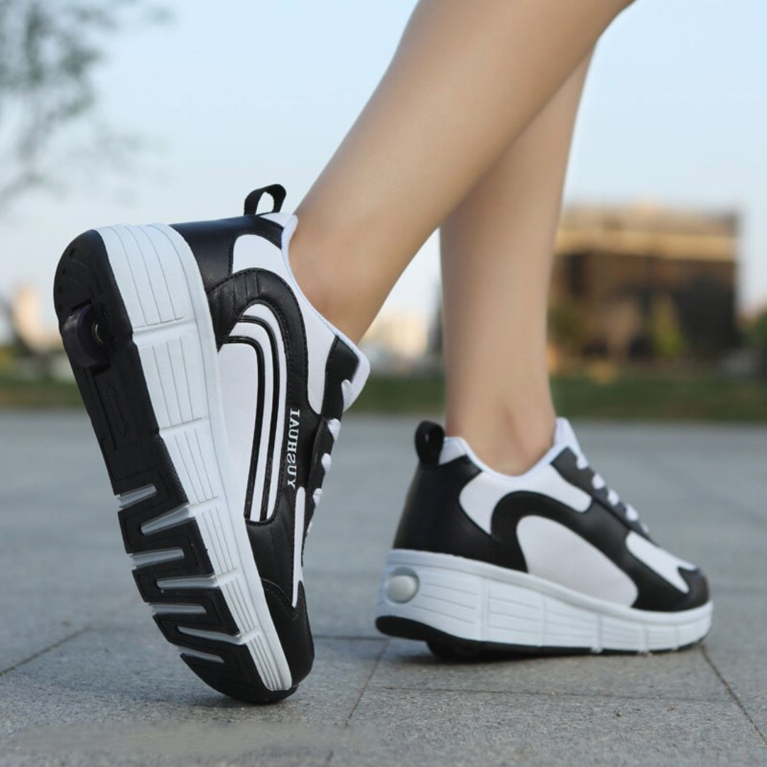 Street Style Skate Shoes - Roller Wheels, Thick Sole