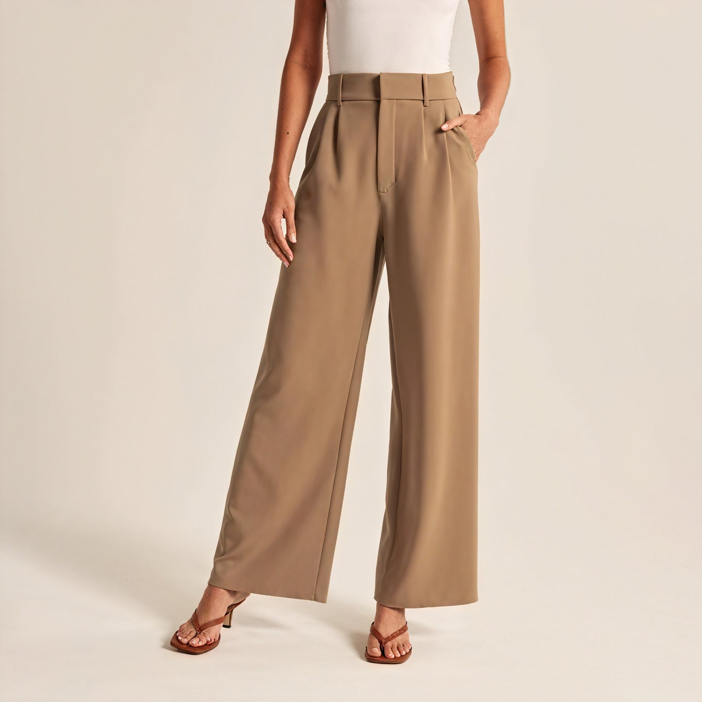 High-Waisted Wide-Leg Pants with Pleats