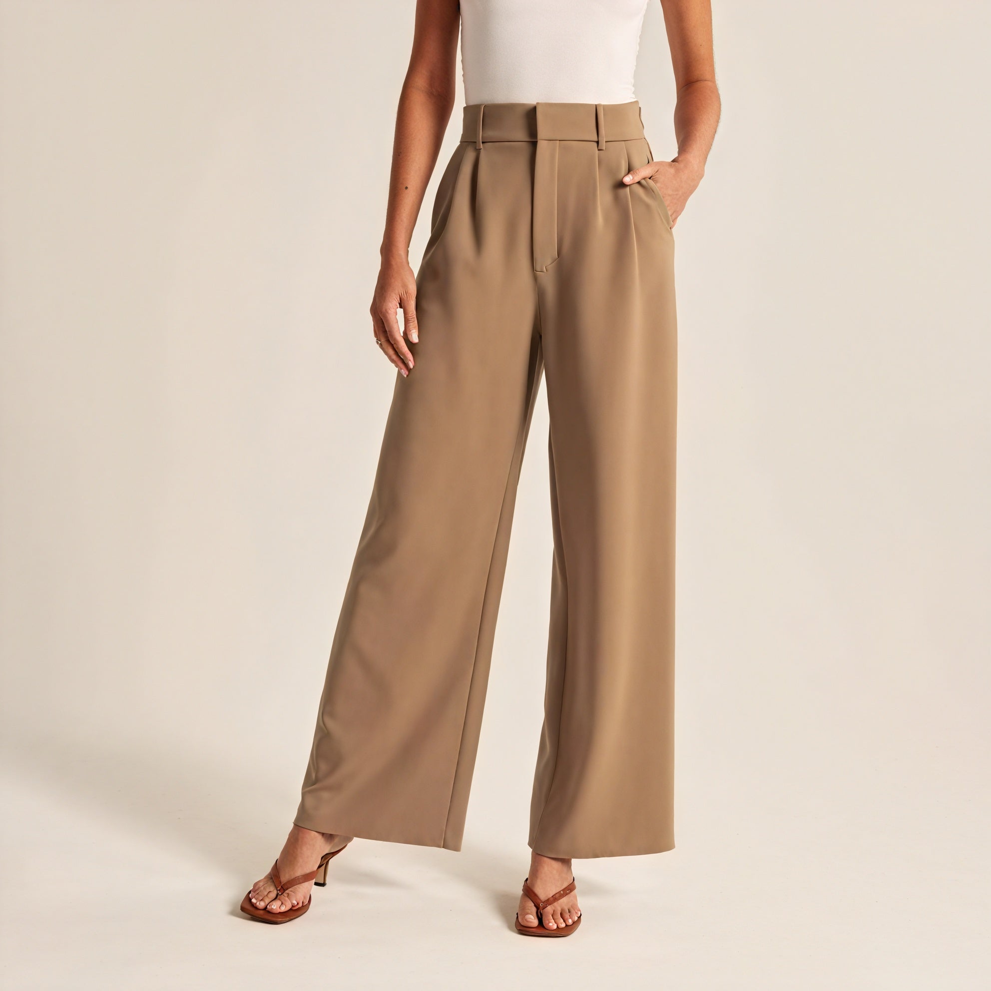 High-Waisted Wide-Leg Pants with Pleats