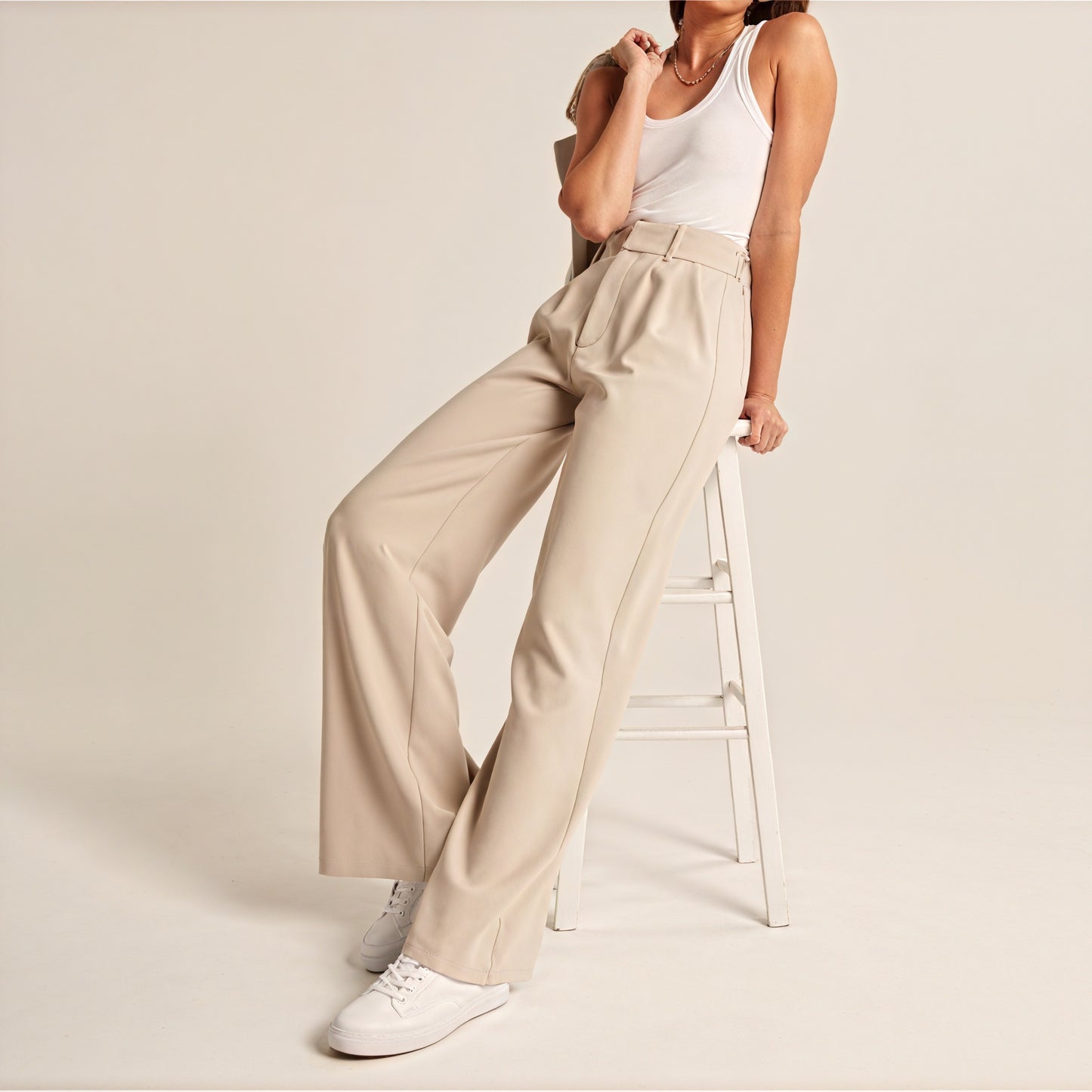 High-Waisted Wide-Leg Pants with Pleats