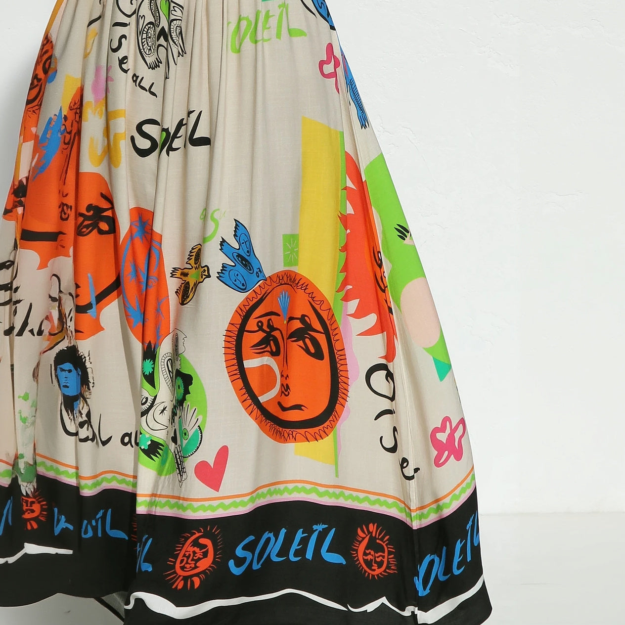 Artistic Print Maxi Dress - Spaghetti Strap Detail