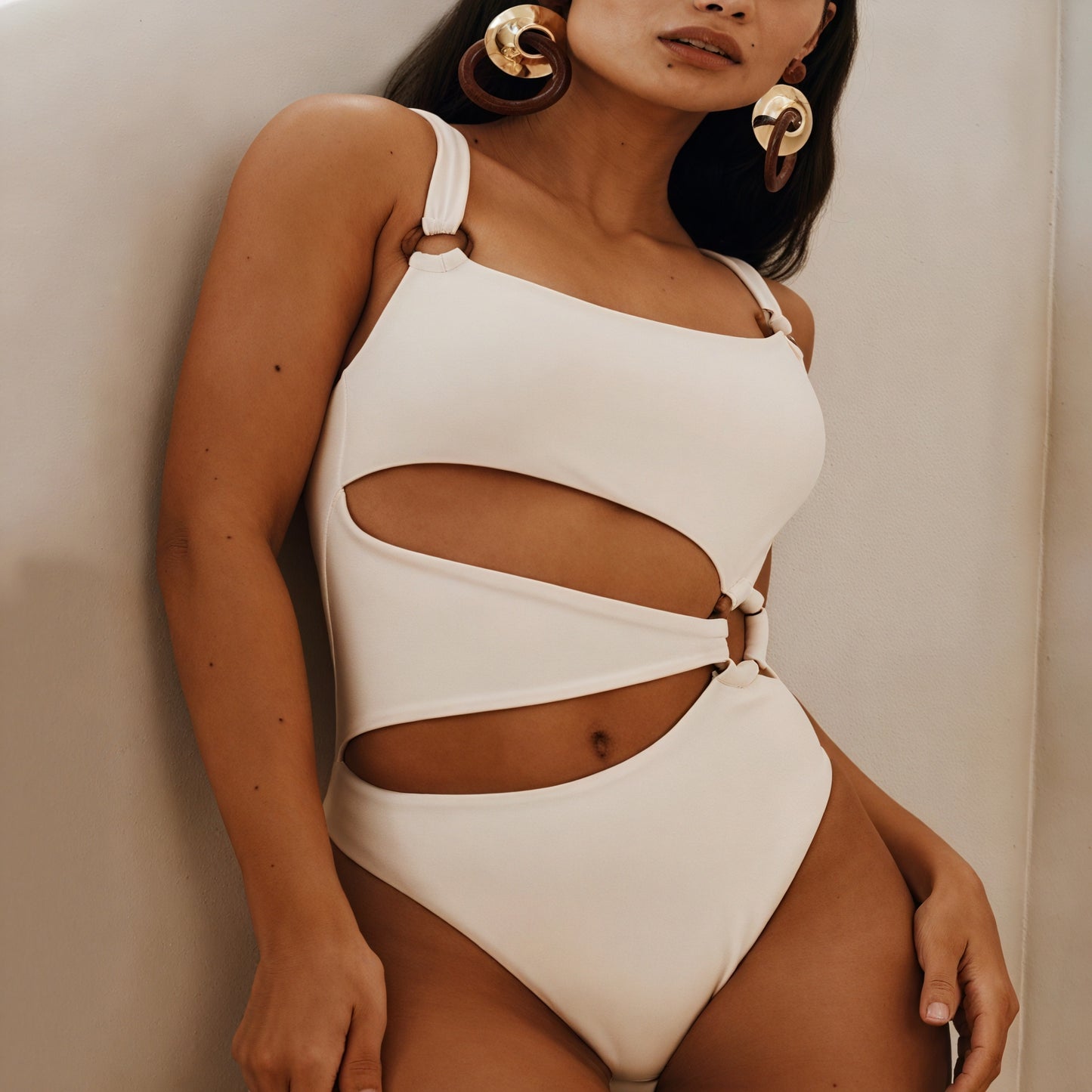 Cut-Out Swimsuit with Metal Ring Detail