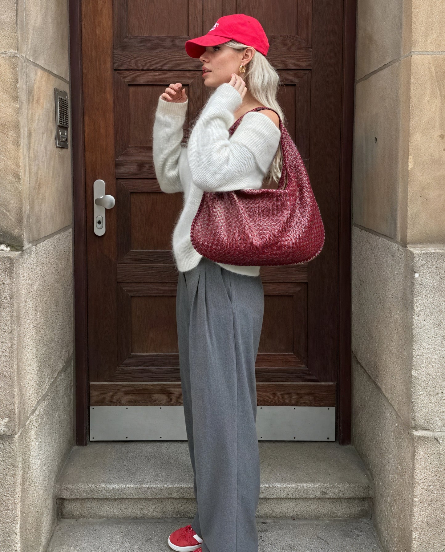 Woven Crescent Bag - Slouchy Hobo with Wide Strap