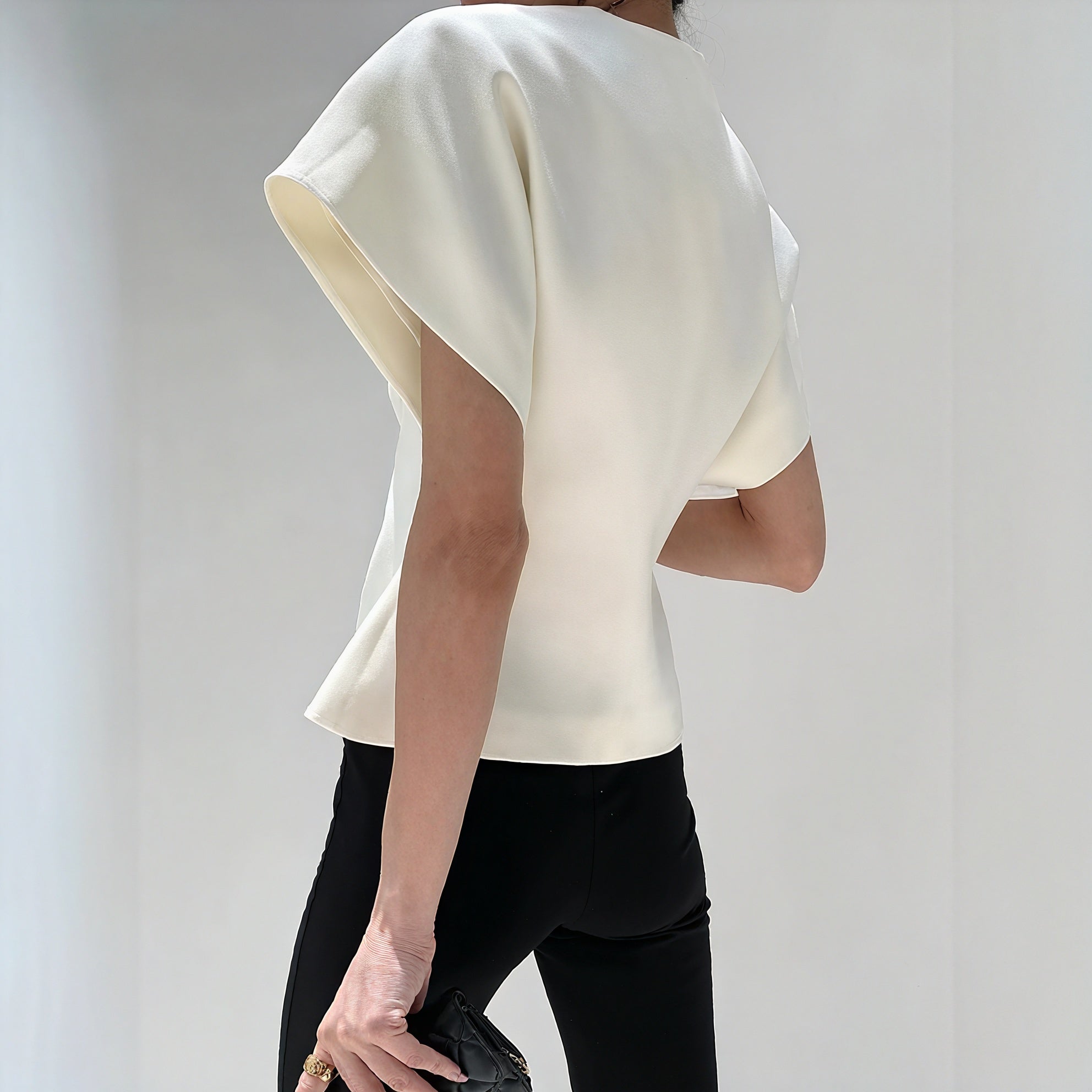 Structured Sleeve Wrap Top - Gold Detail