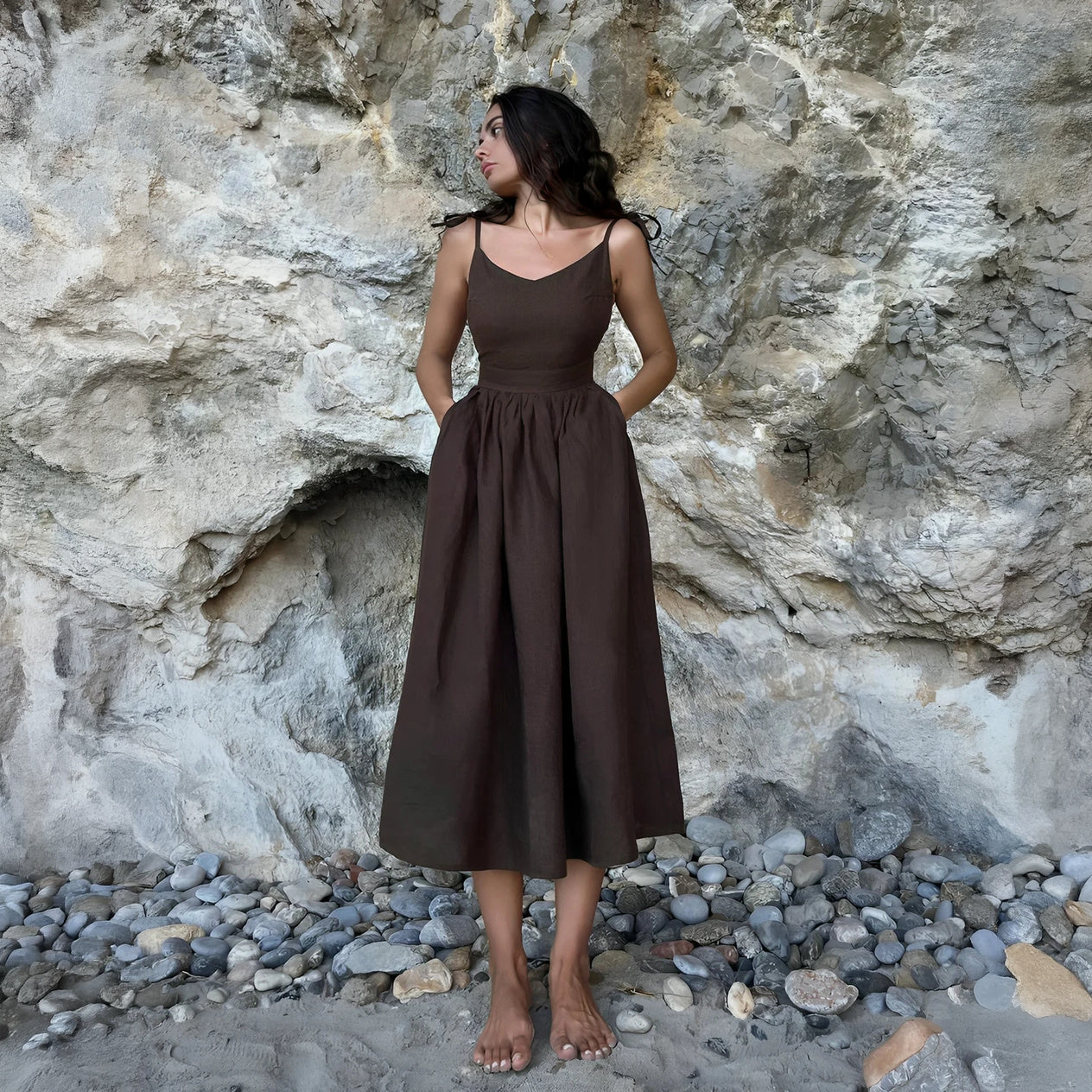 A-Line Dress with Shoulder Ties