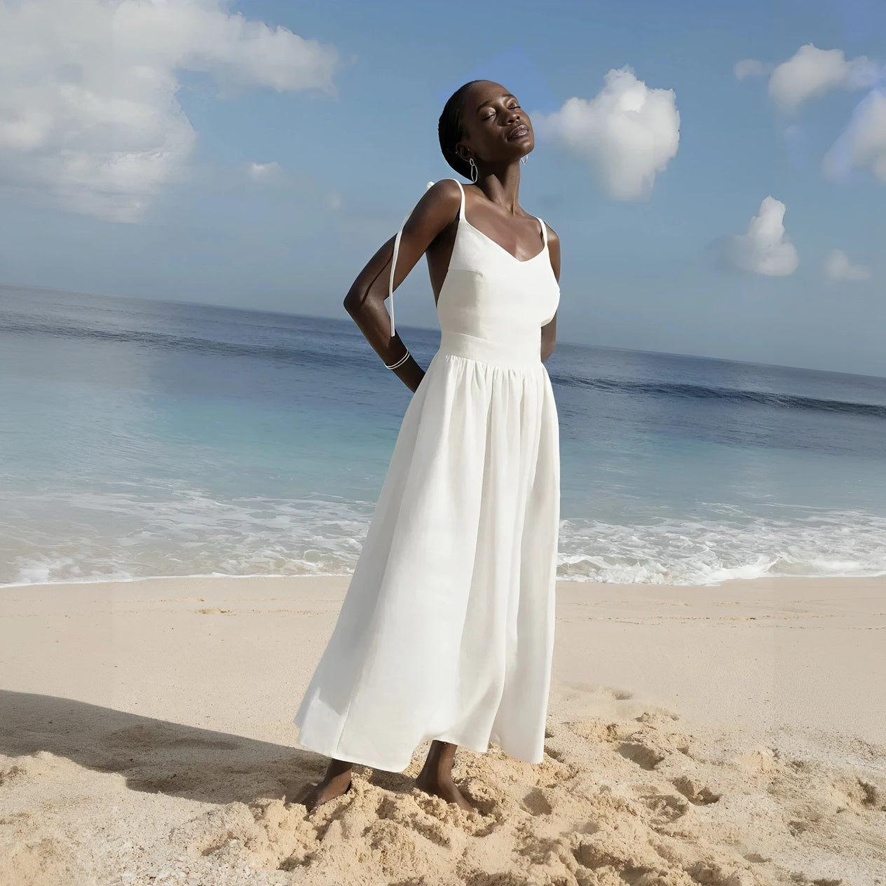 A-Line Dress with Shoulder Ties