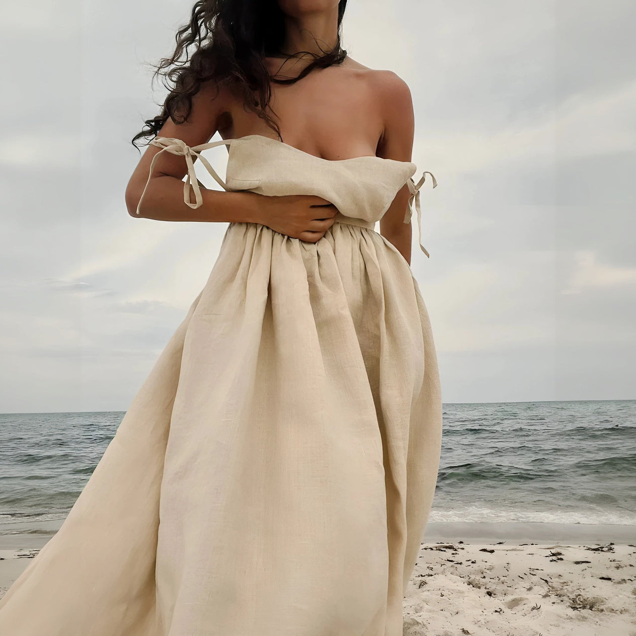 A-Line Dress with Shoulder Ties