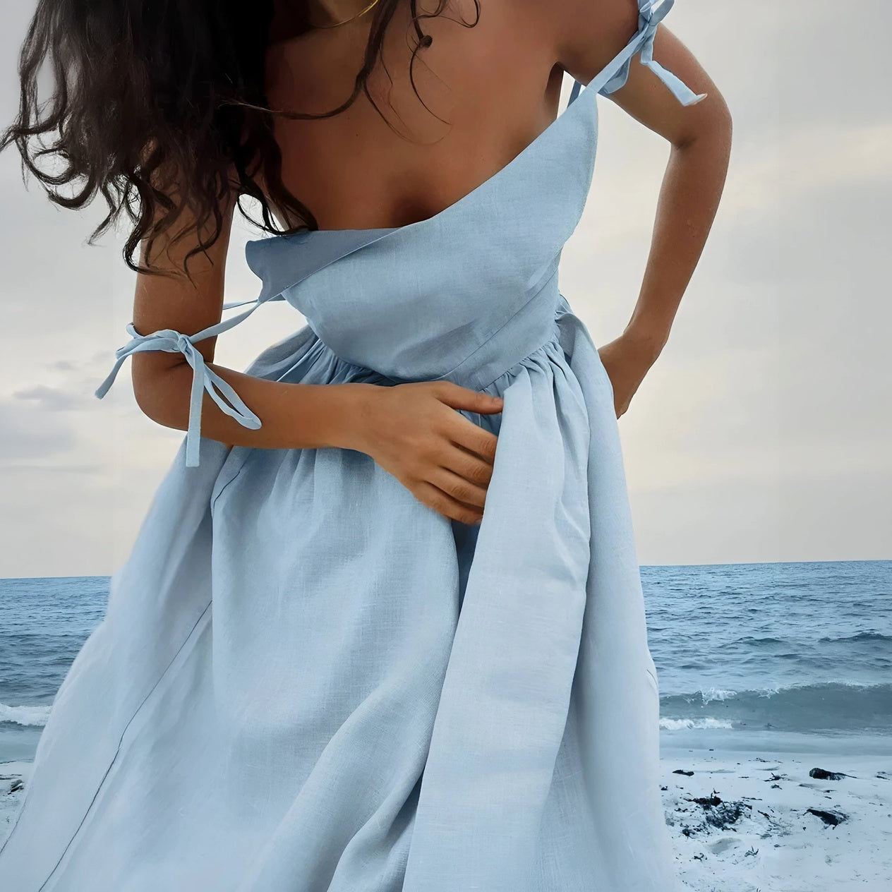 A-Line Dress with Shoulder Ties