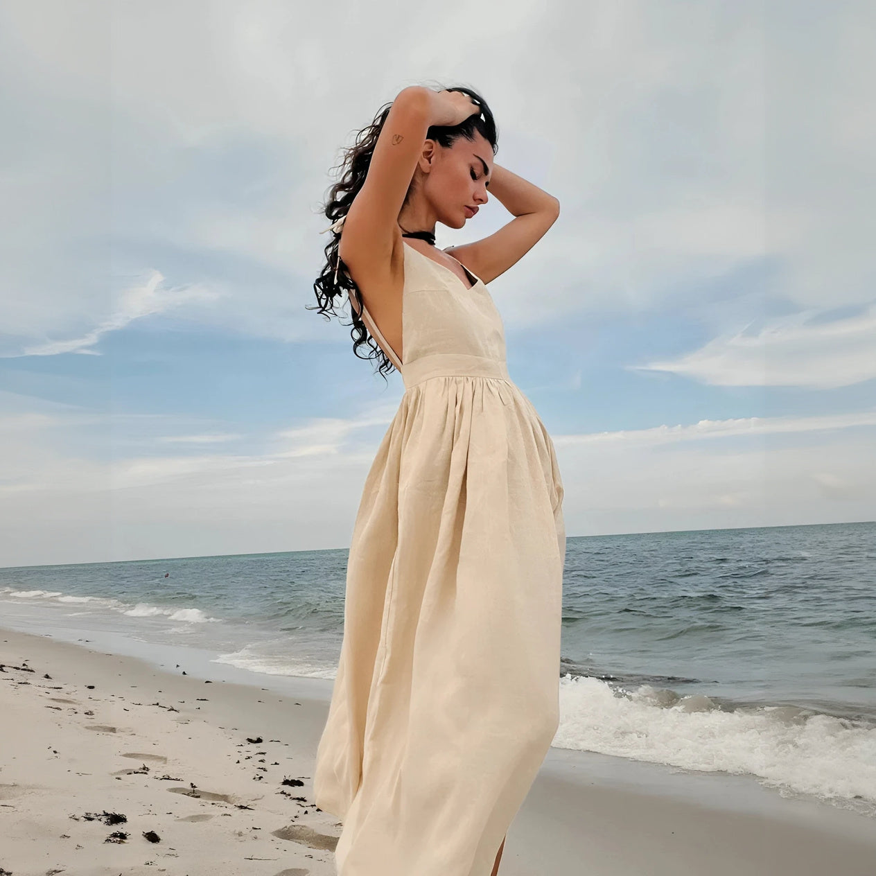 A-Line Dress with Shoulder Ties