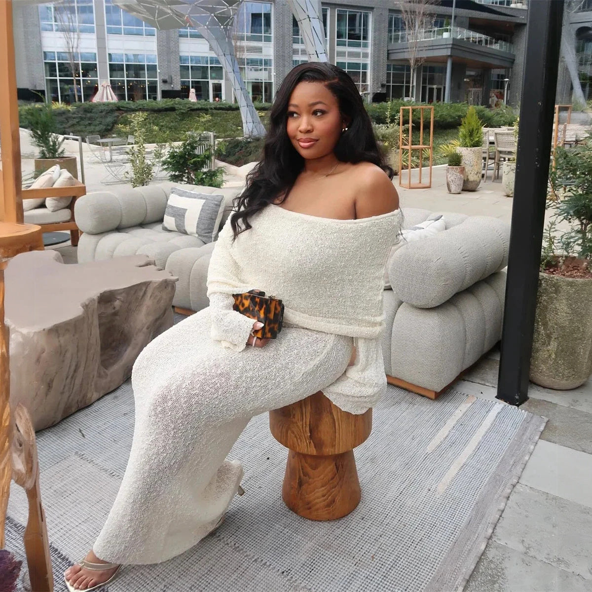 Shimmering Off-Shoulder Midi Dress