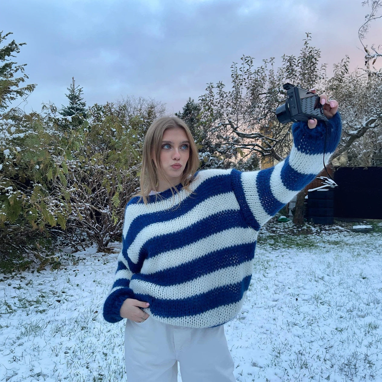 Striped Oversized Chunky Knit Sweater