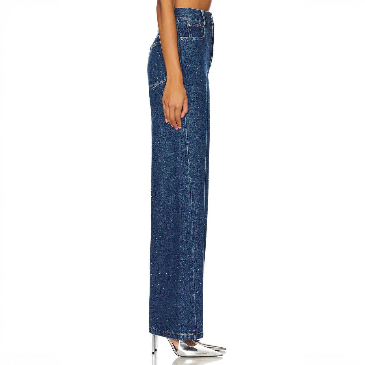 Embellished Wide-Leg Denim Jeans