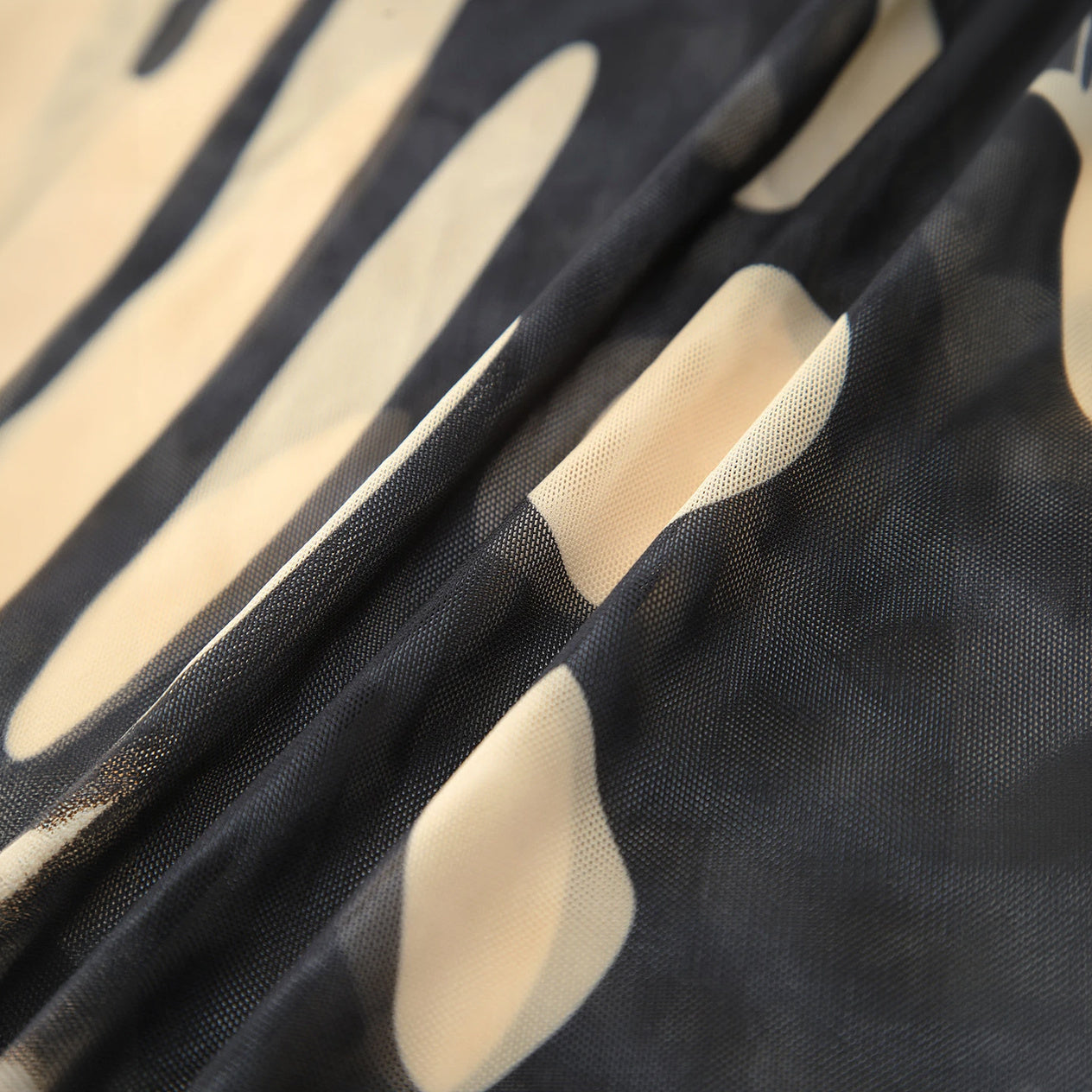 Abstract Maxi Dress - Keyhole Neckline, Sheer