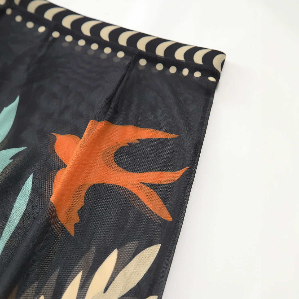 Abstract Maxi Dress - Keyhole Neckline, Sheer