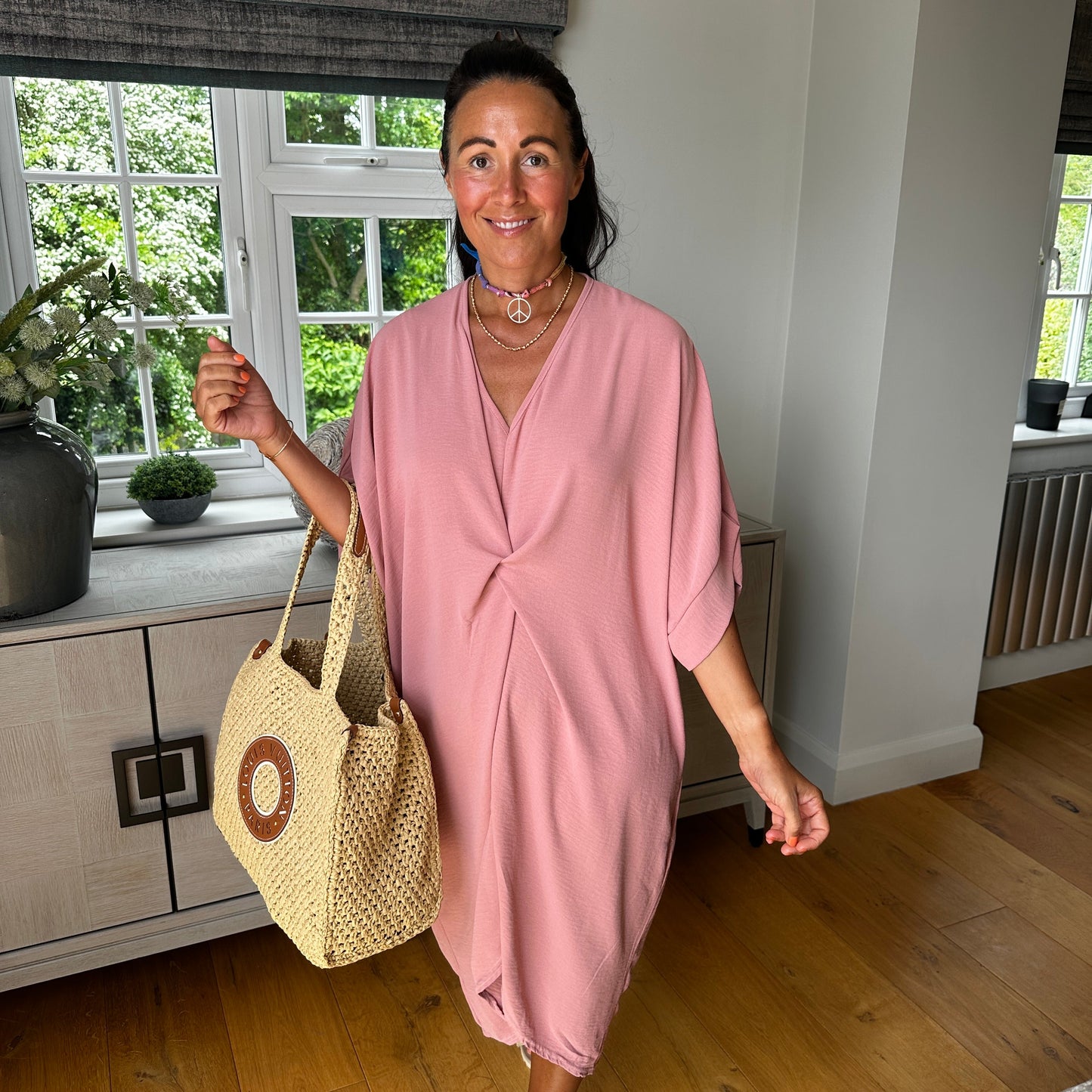 Knot-Waist Dress with Asymmetrical Hem