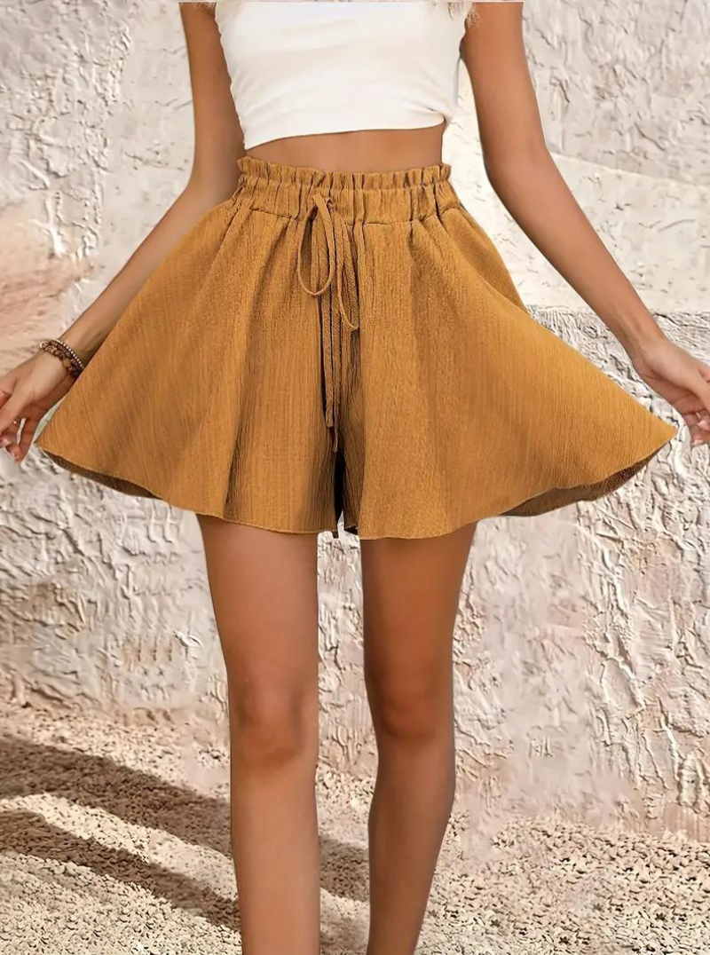 Relaxed Fit Flared High-Waisted Shorts