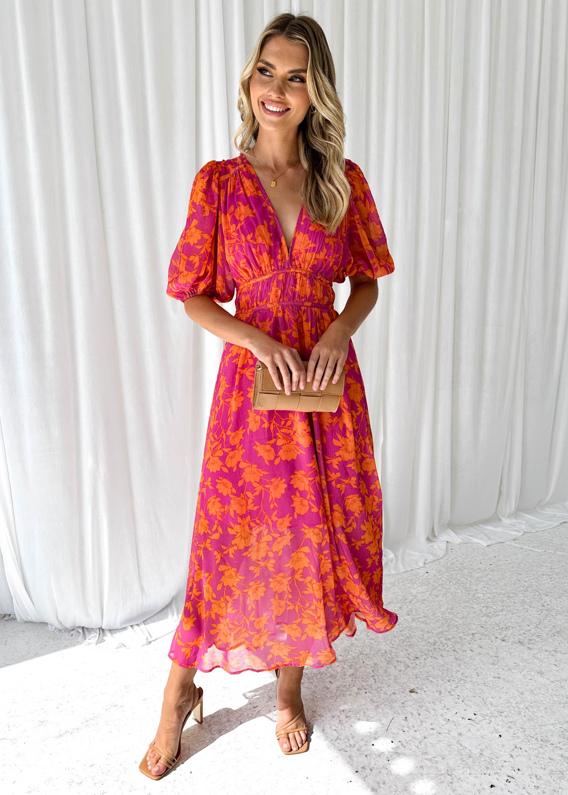 Women's Floral Maxi Dress – V-Neck Short Sleeve Flowy Silhouette-83294-78cd39b5-1211-42ad-a84b-9fe4c05bea2e