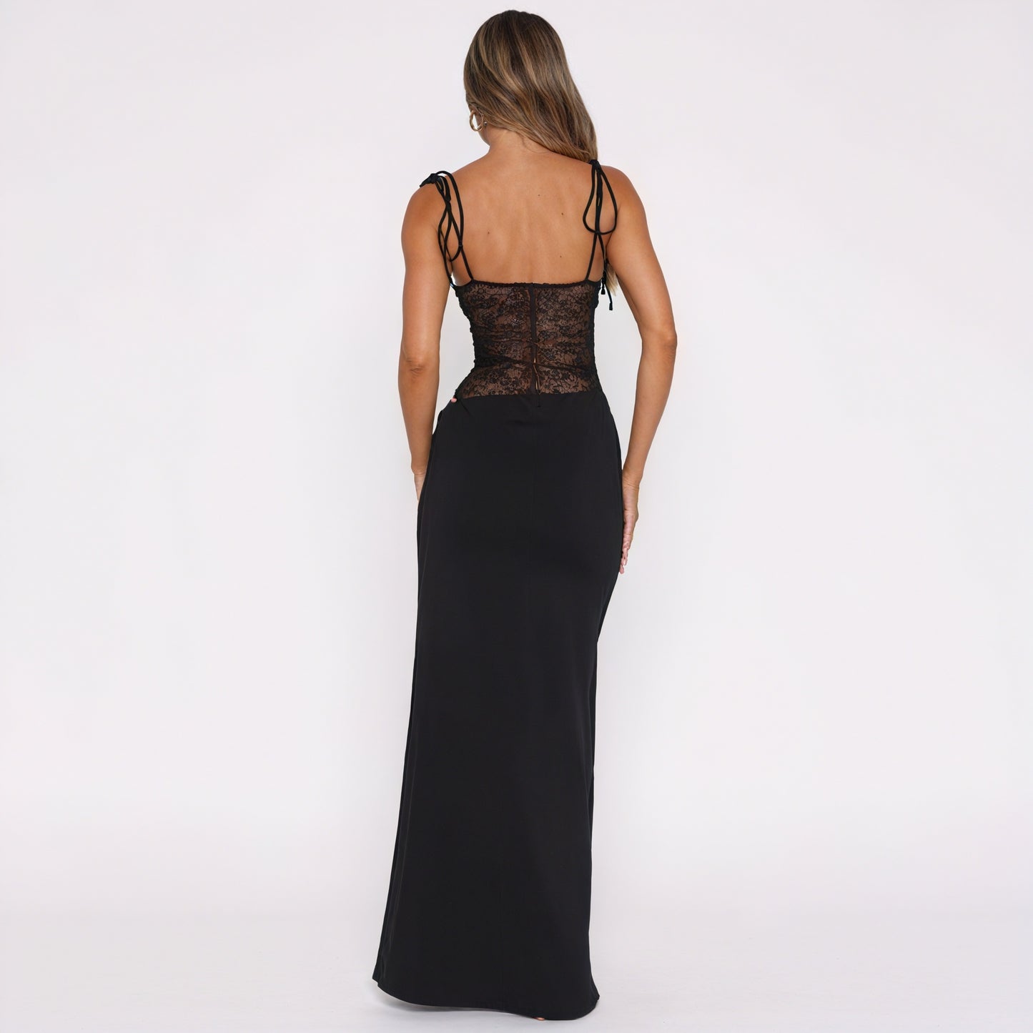Lace Gown - Corset Bodice, Floor-Length Skirt