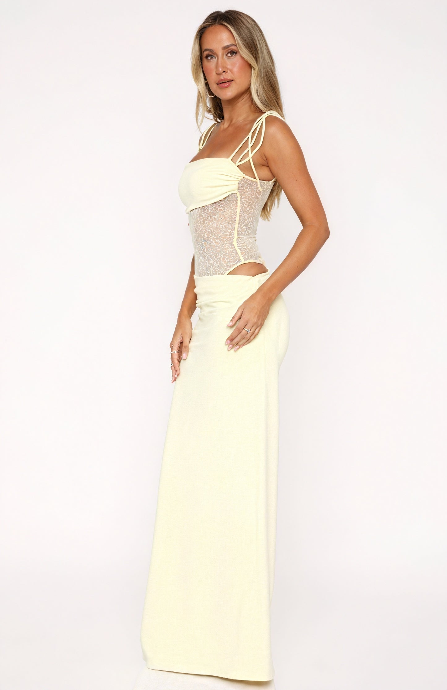 Lace Gown - Corset Bodice, Floor-Length Skirt
