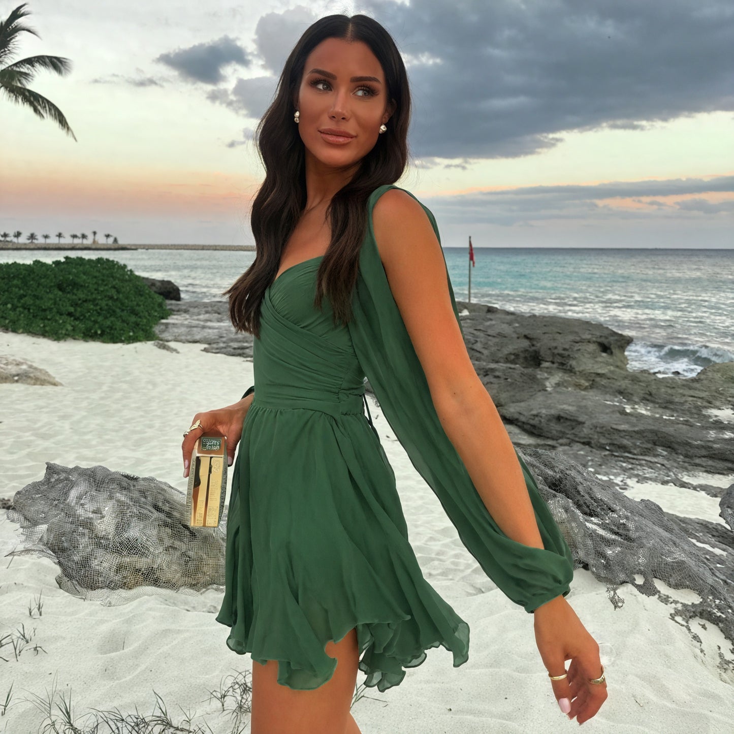 Bohemian Mini Dress - V-Neck & Flared Skirt