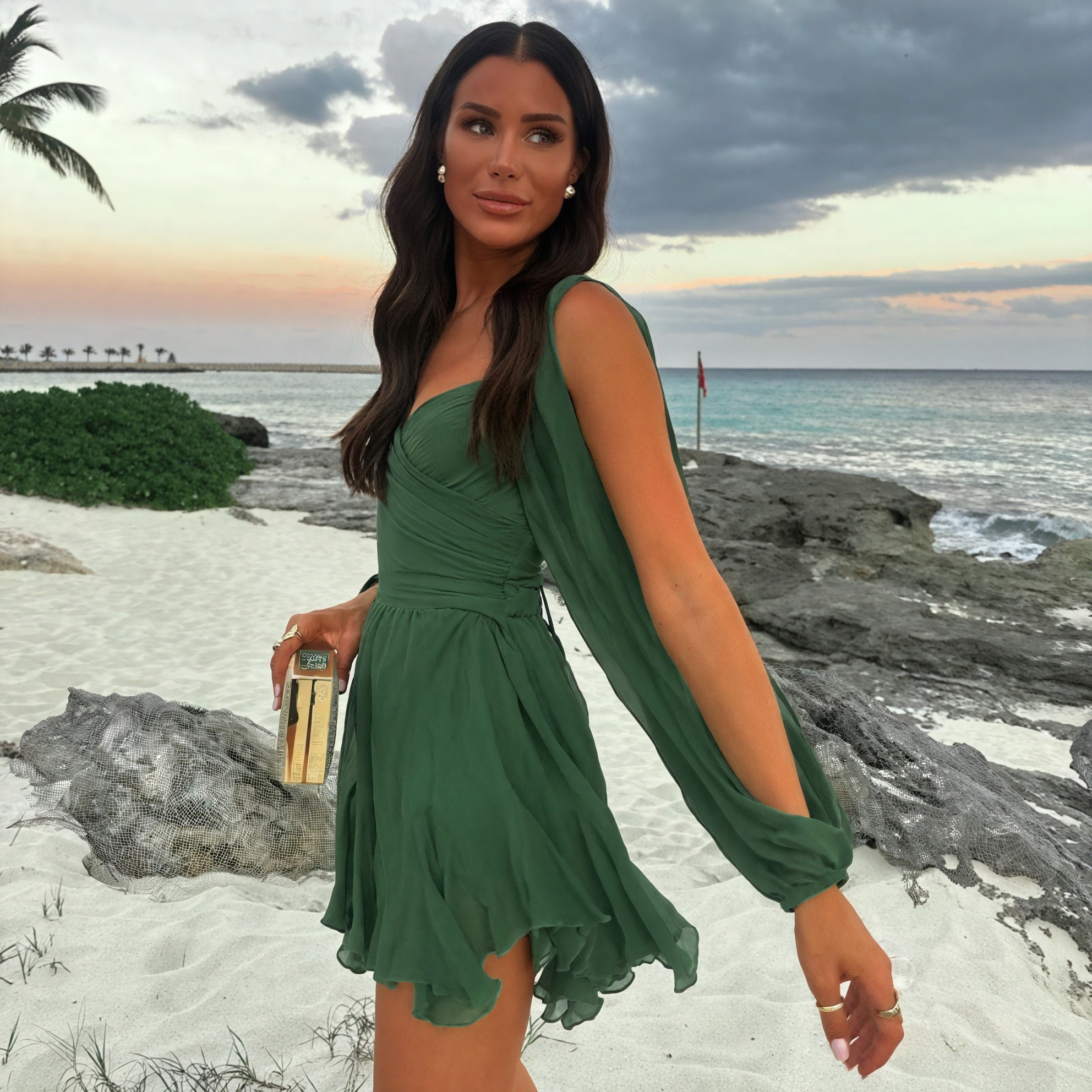 Bohemian Mini Dress - V-Neck & Flared Skirt