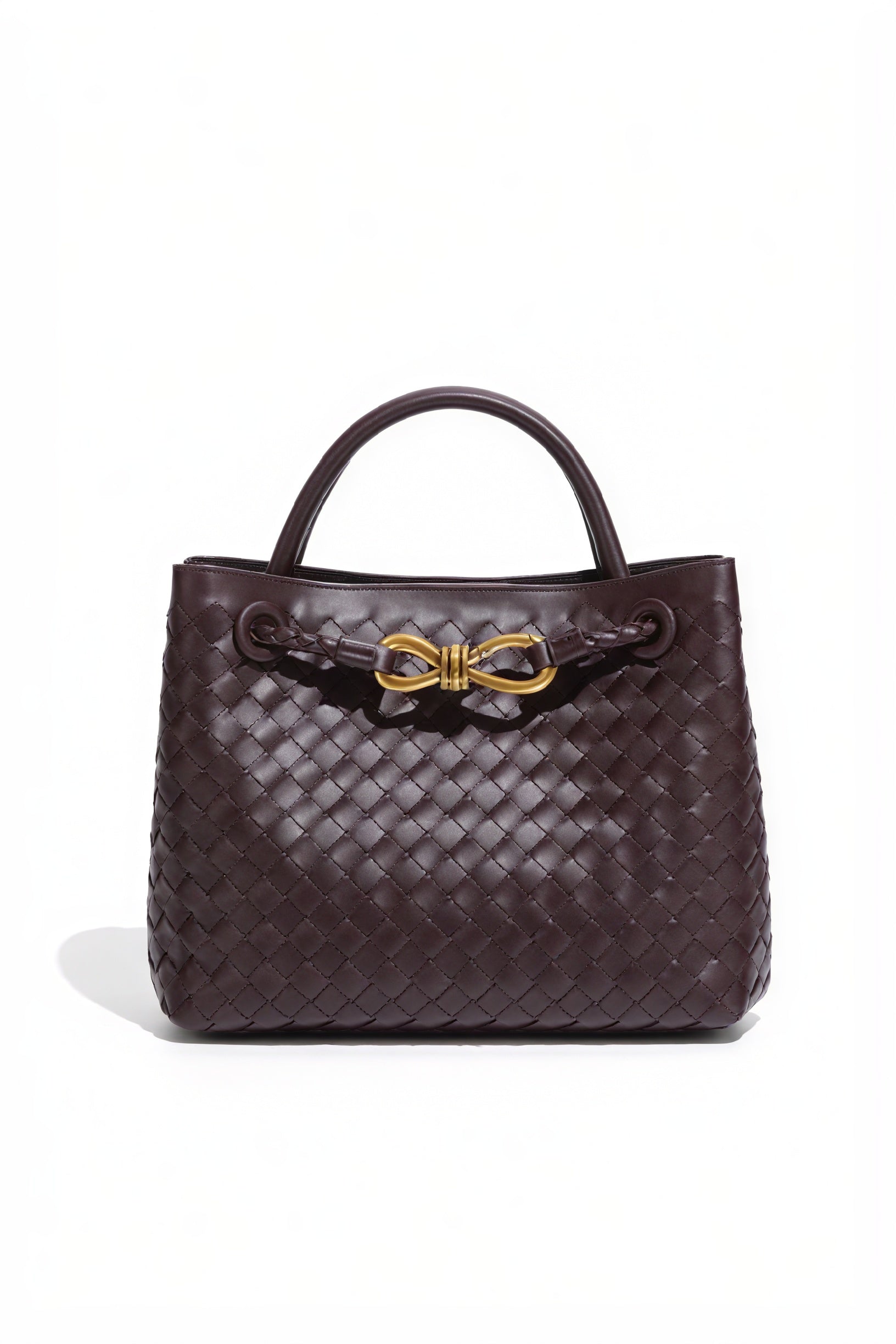Woven Handbag - Braided Detail & Gold Clasp