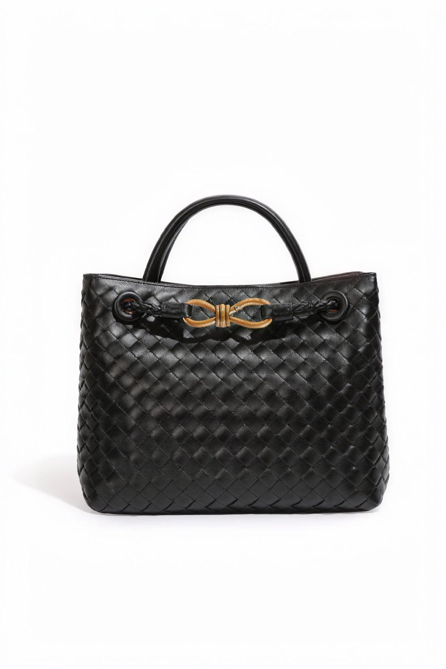 Woven Handbag - Braided Detail & Gold Clasp