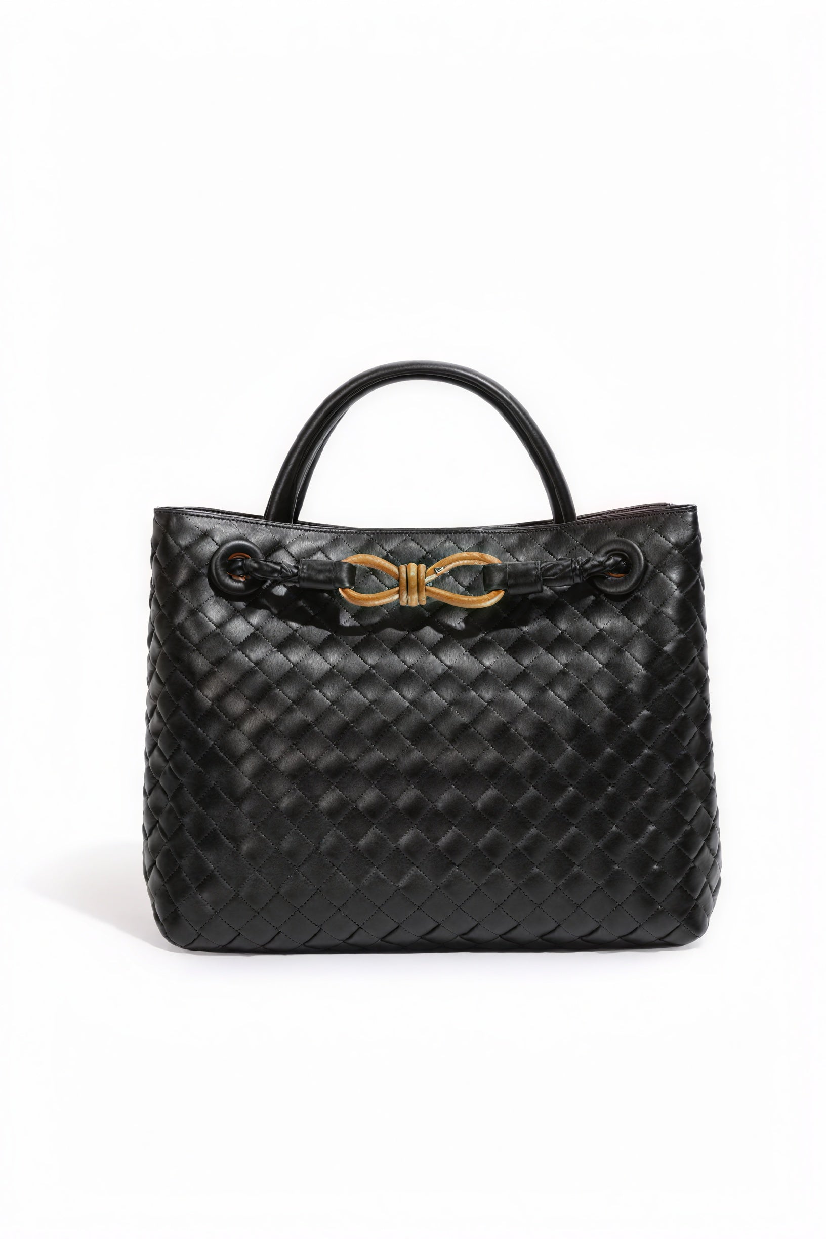 Woven Handbag - Braided Detail & Gold Clasp