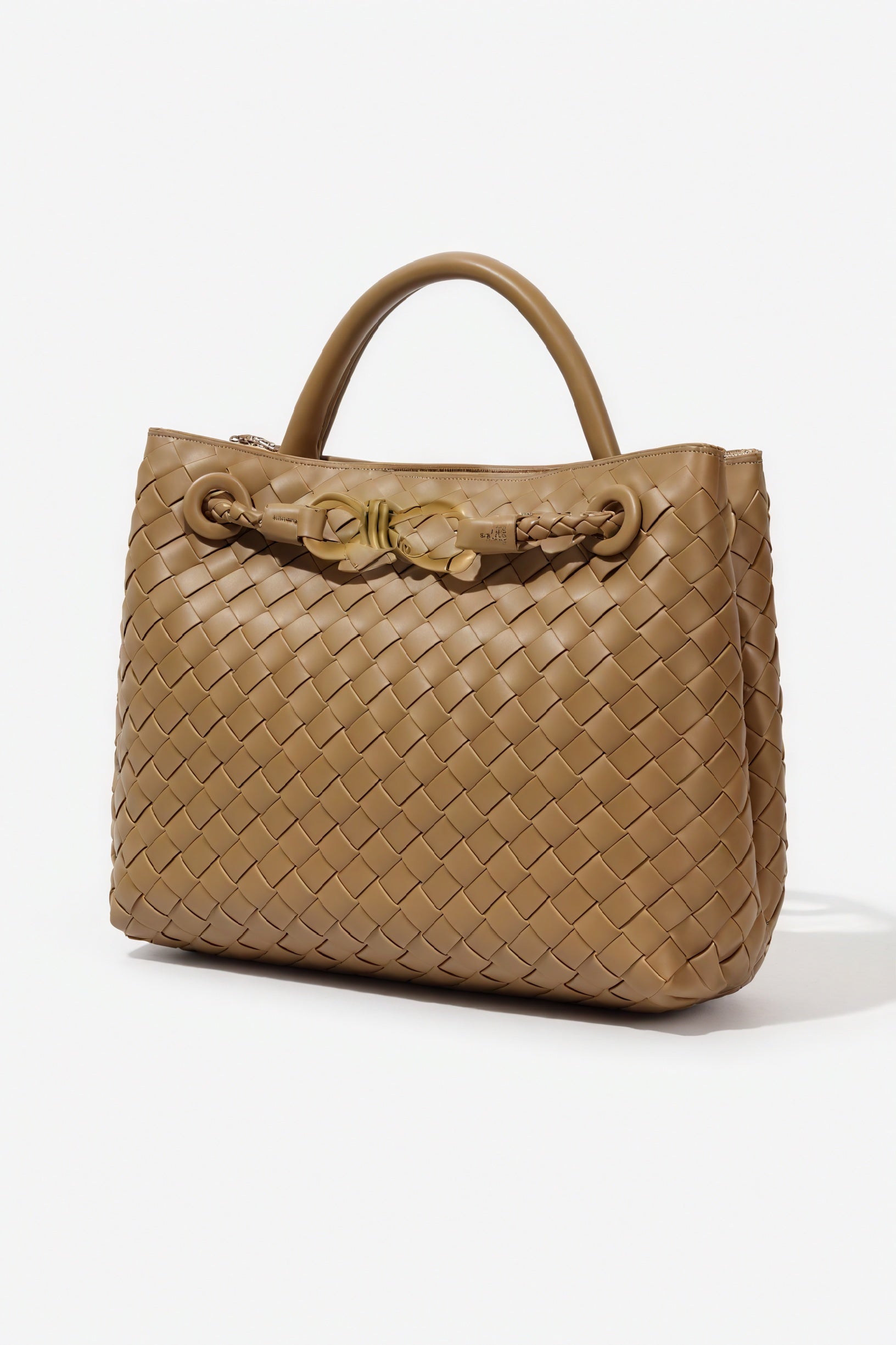 Woven Handbag - Braided Detail & Gold Clasp