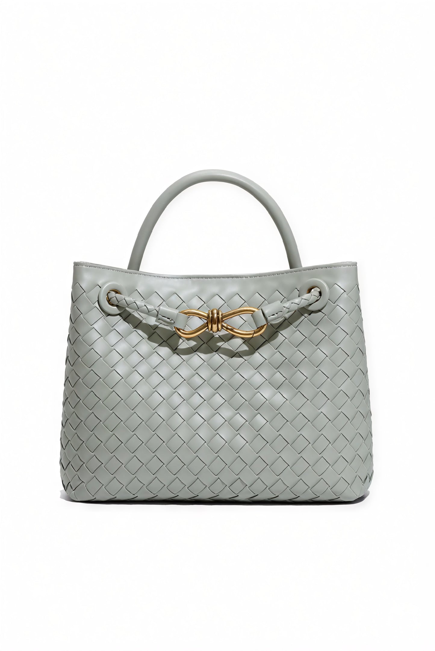 Woven Handbag - Braided Detail & Gold Clasp