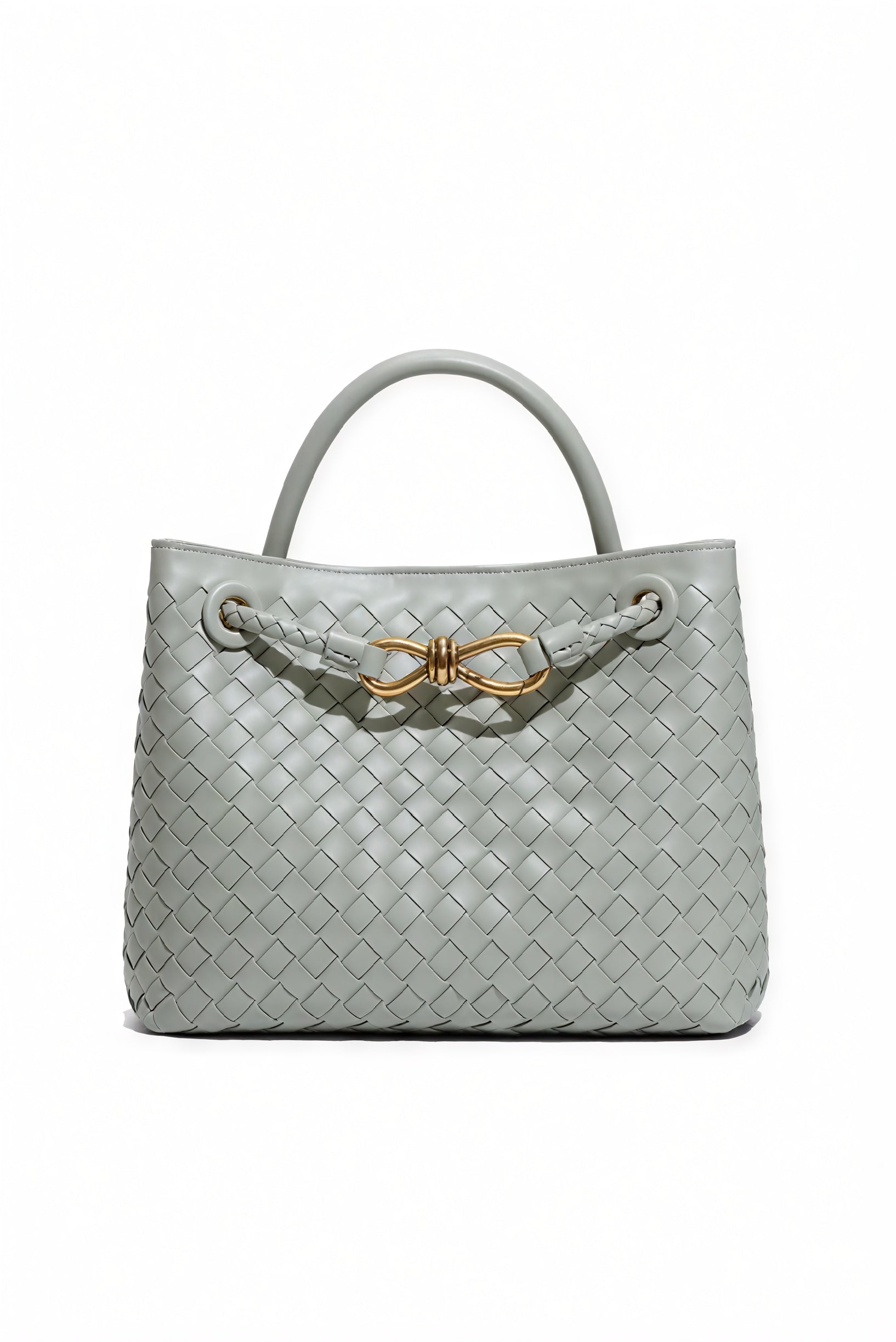 Woven Handbag - Braided Detail & Gold Clasp