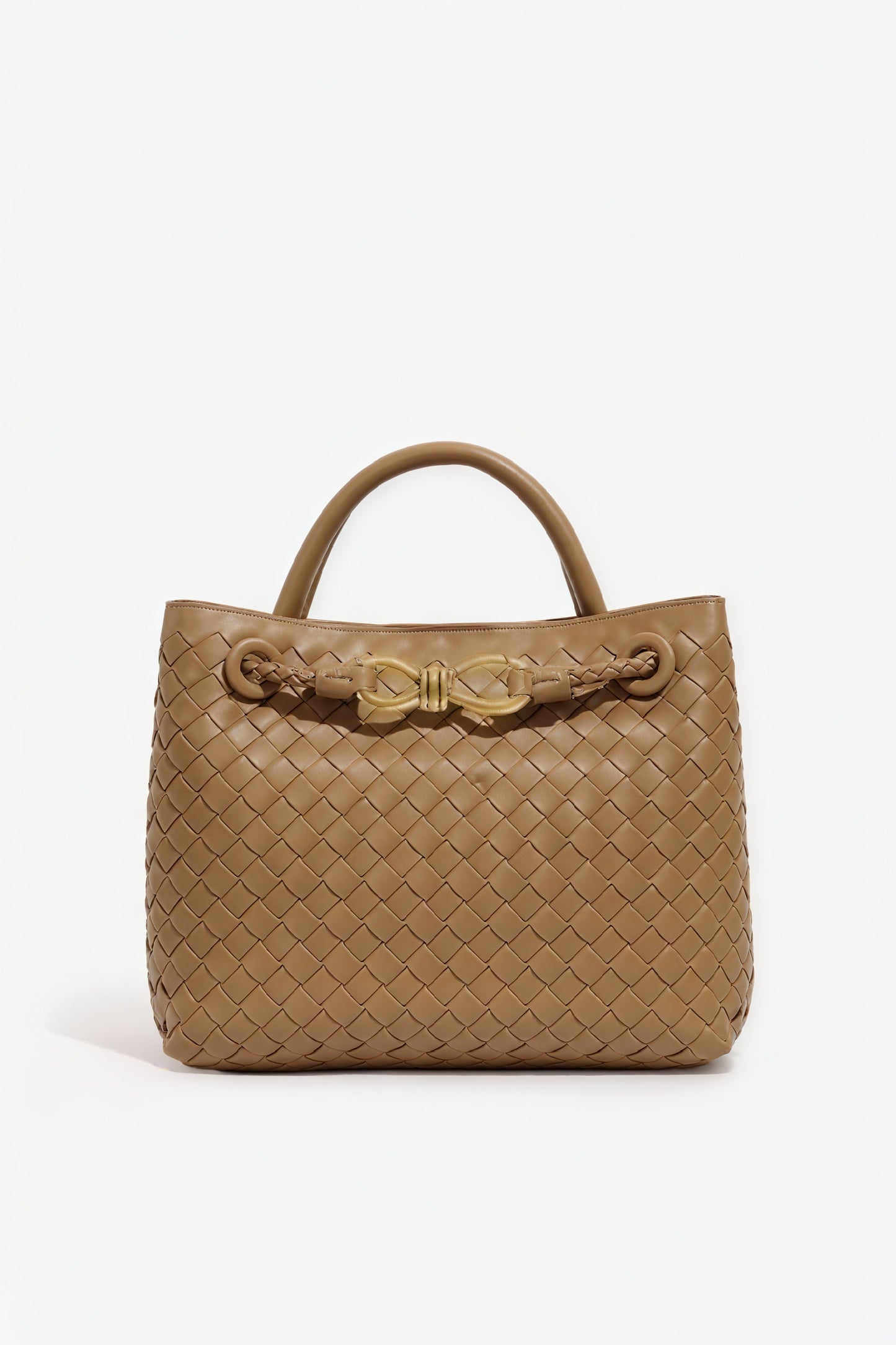 Woven Handbag - Braided Detail & Gold Clasp