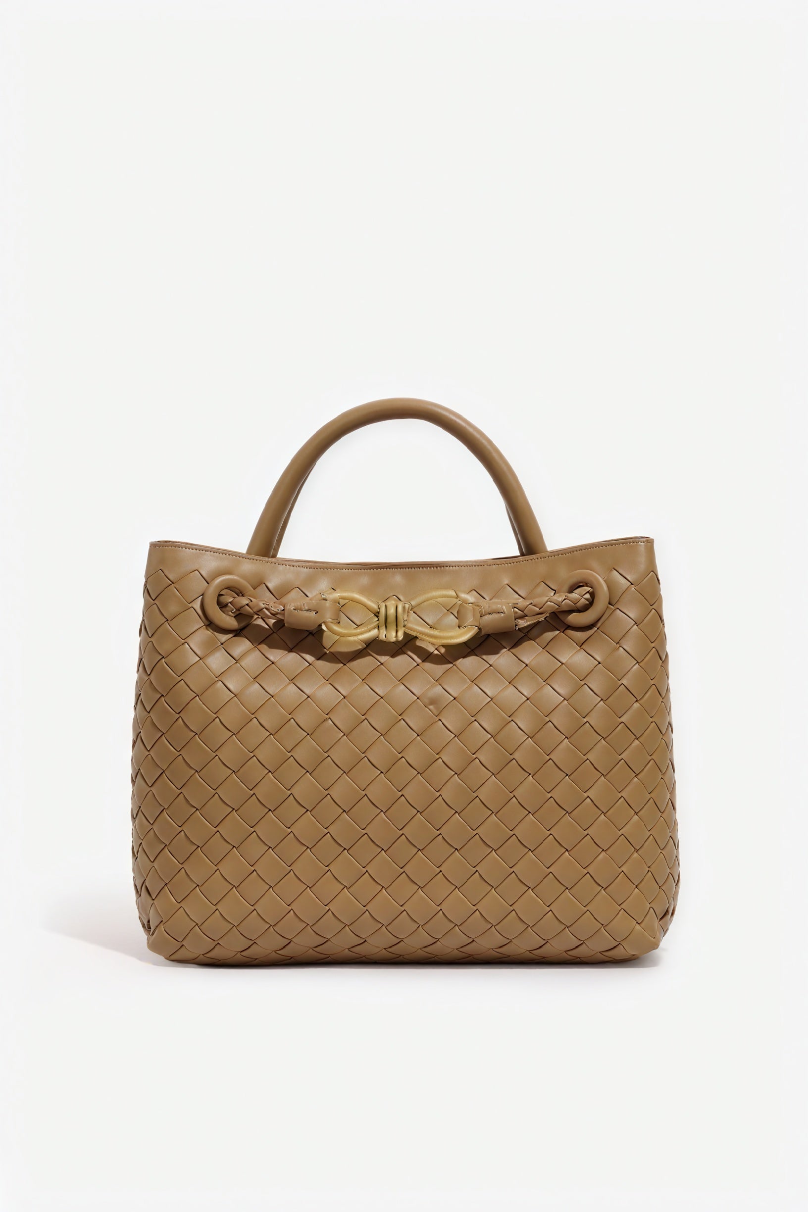 Woven Handbag - Braided Detail & Gold Clasp