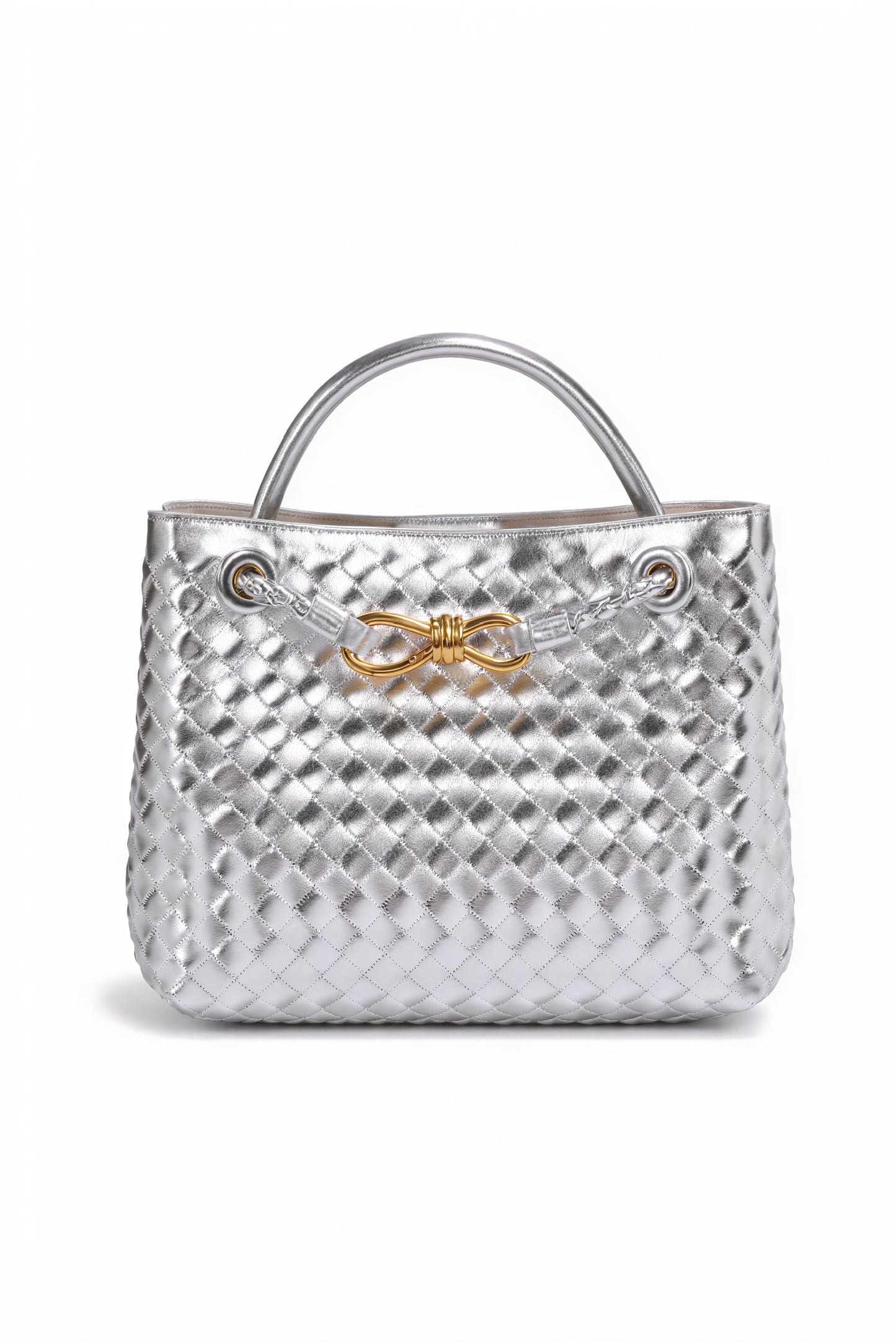 Woven Handbag - Braided Detail & Gold Clasp