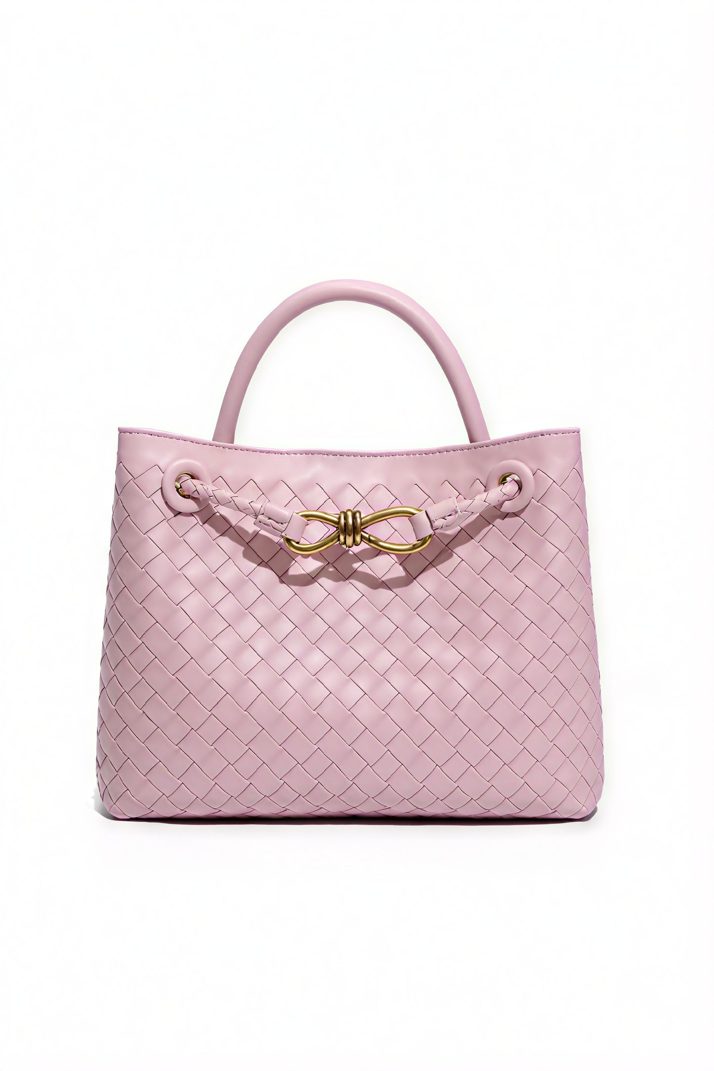 Woven Handbag - Braided Detail & Gold Clasp