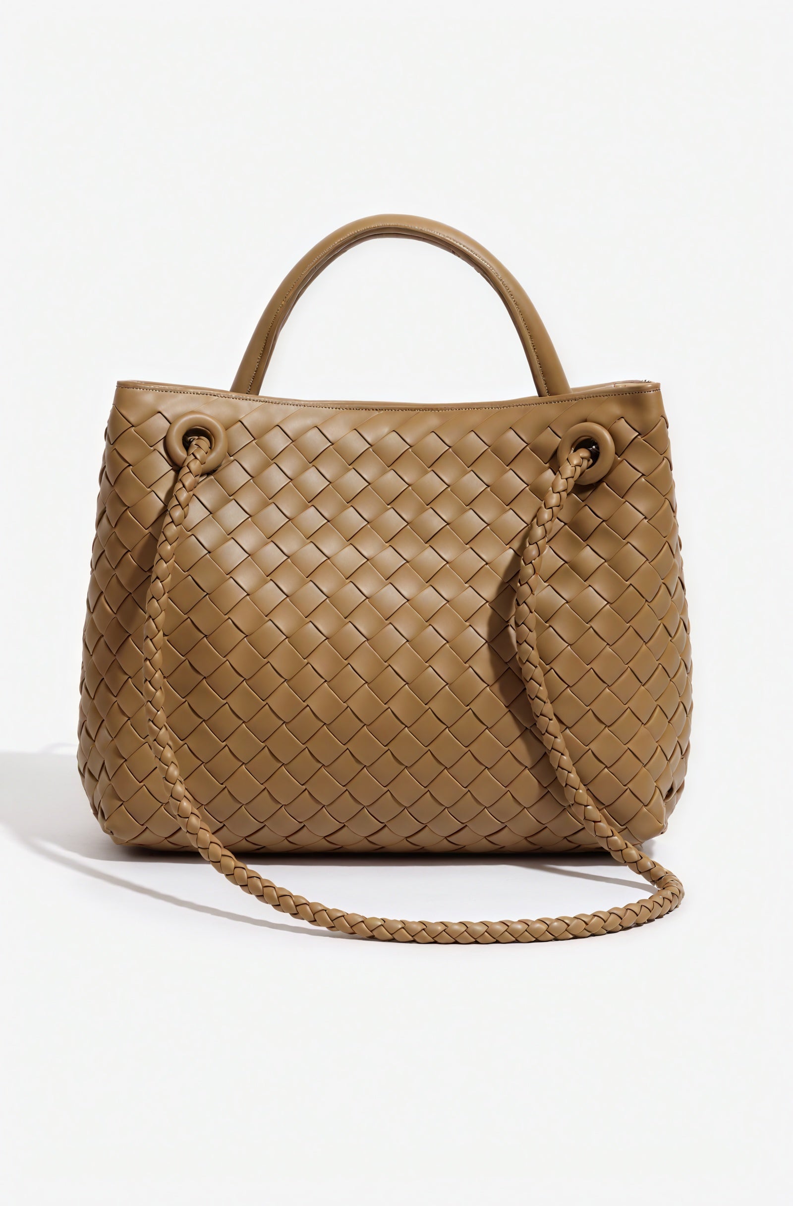 Woven Handbag - Braided Detail & Gold Clasp
