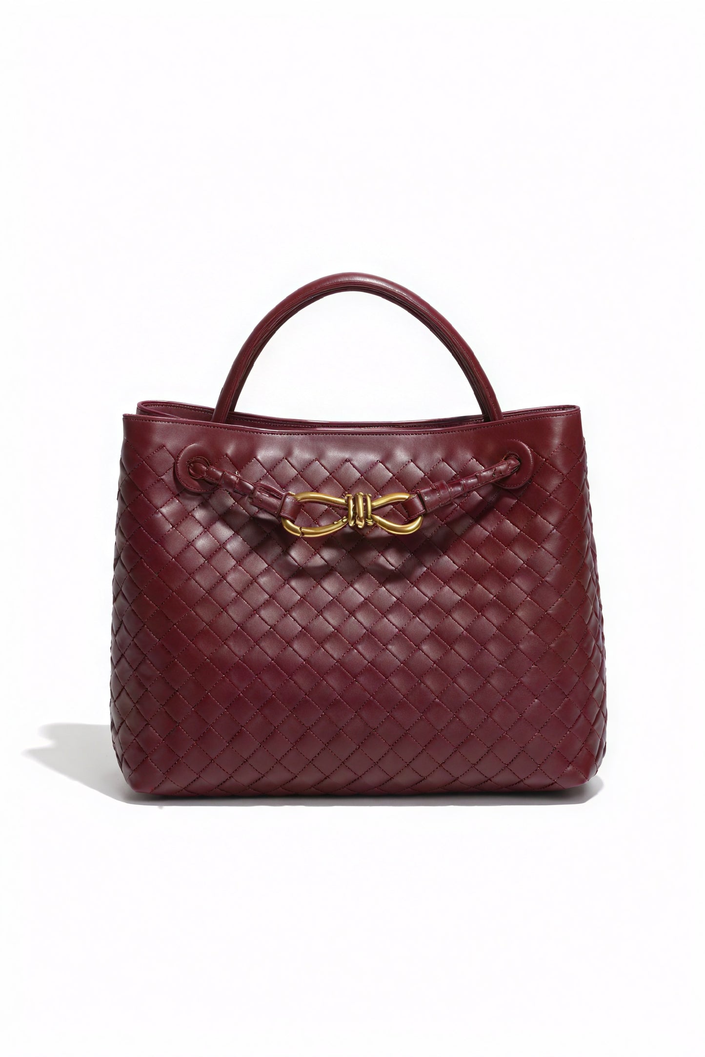 Woven Handbag - Braided Detail & Gold Clasp