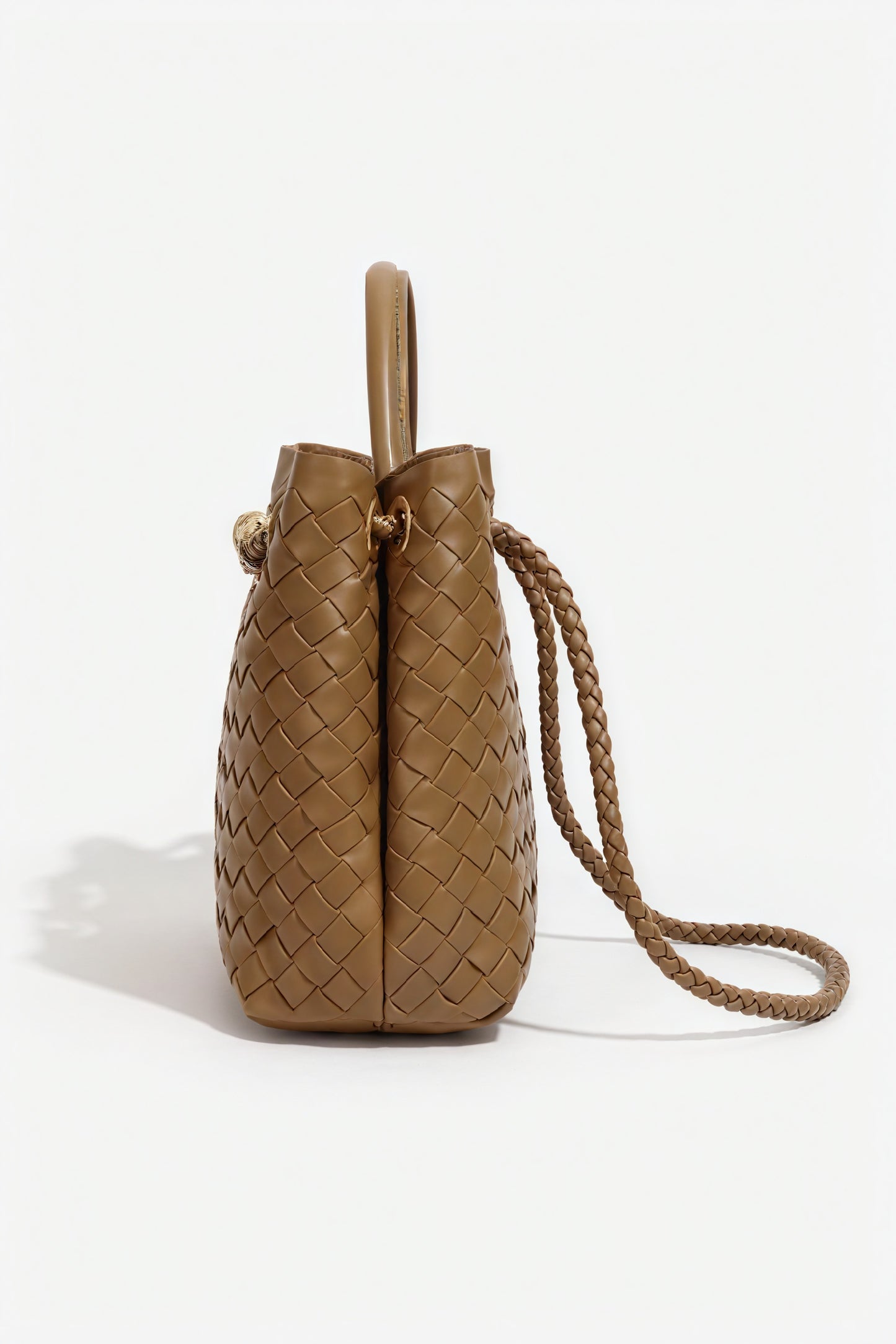 Woven Handbag - Braided Detail & Gold Clasp