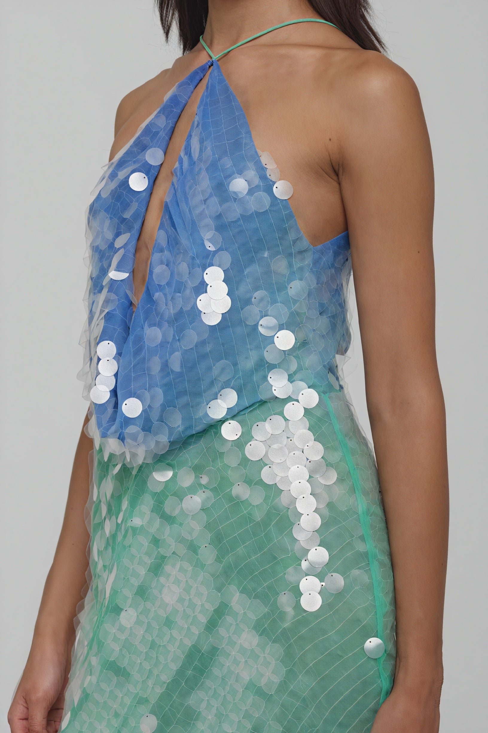 Sequin Mini Dress - Halter Neckline, Party Dress