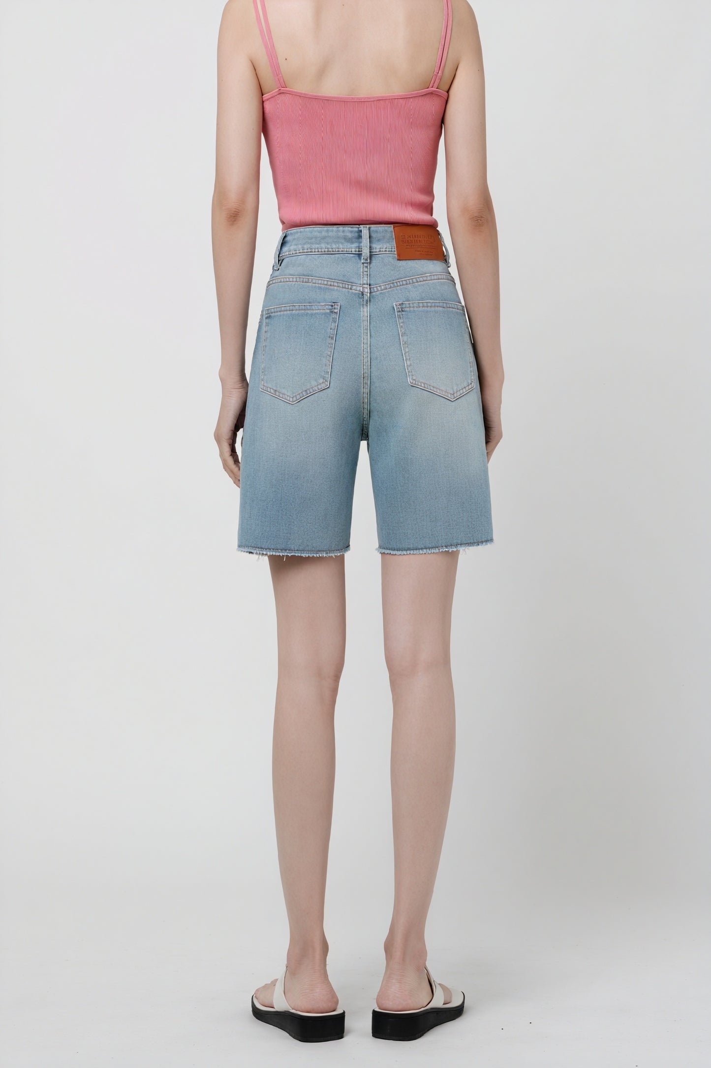 Relaxed Fit Denim Shorts - Raw Hem, Light Wash