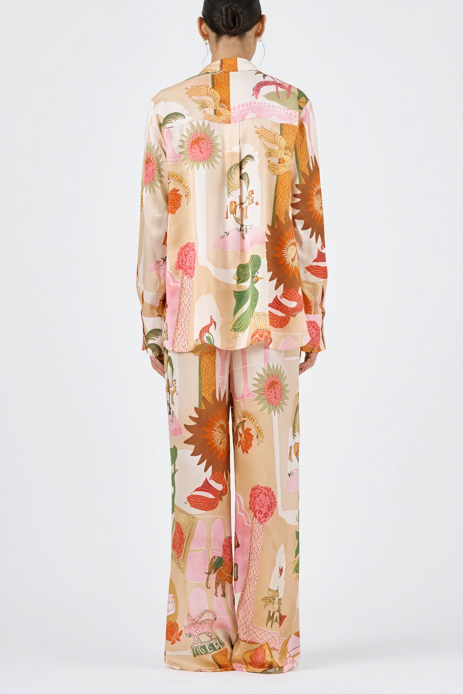 Printed Lounge Set - Relaxed Fit, Wide Leg