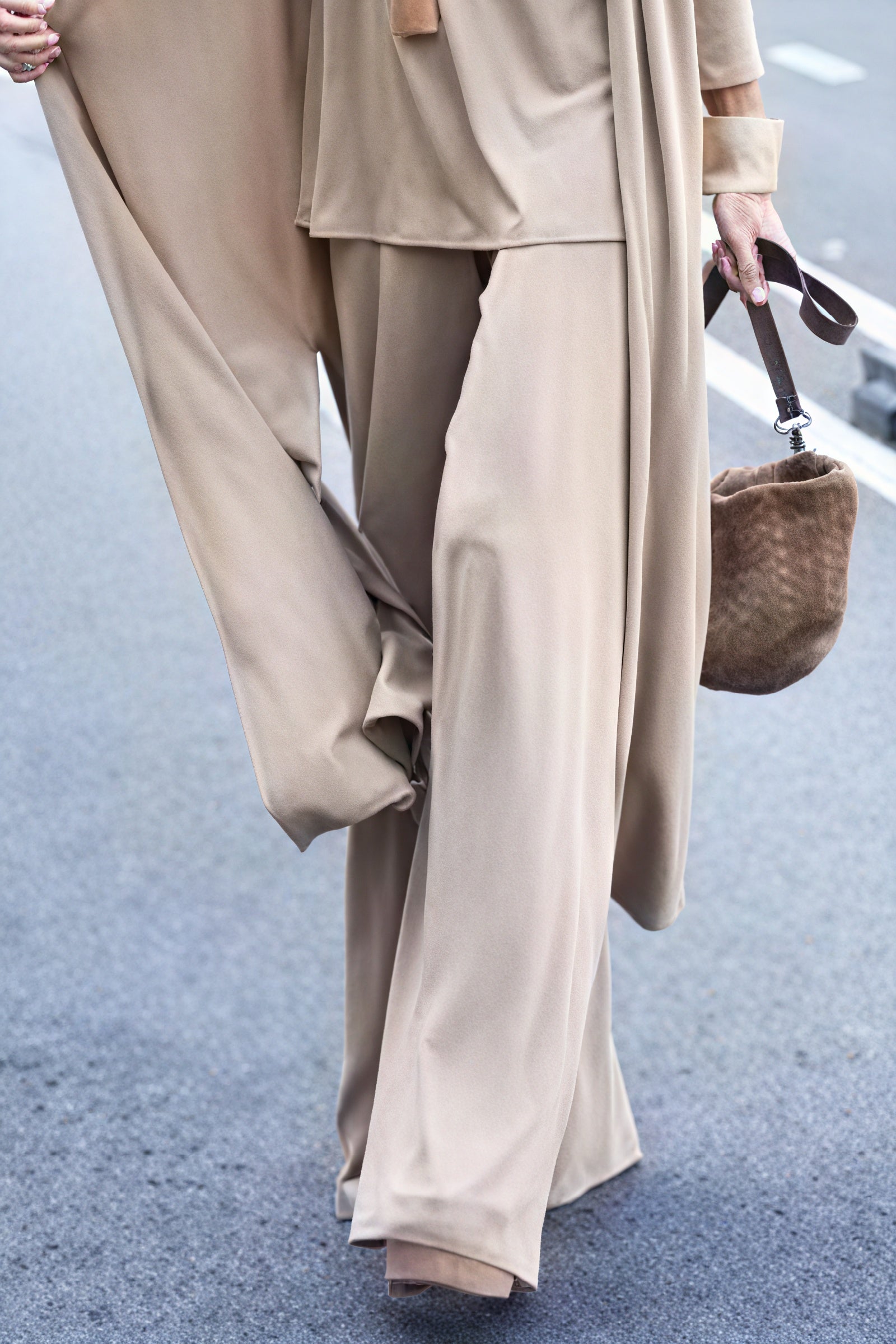 Flowing Suit - Wide-Leg Trousers, Cardigan