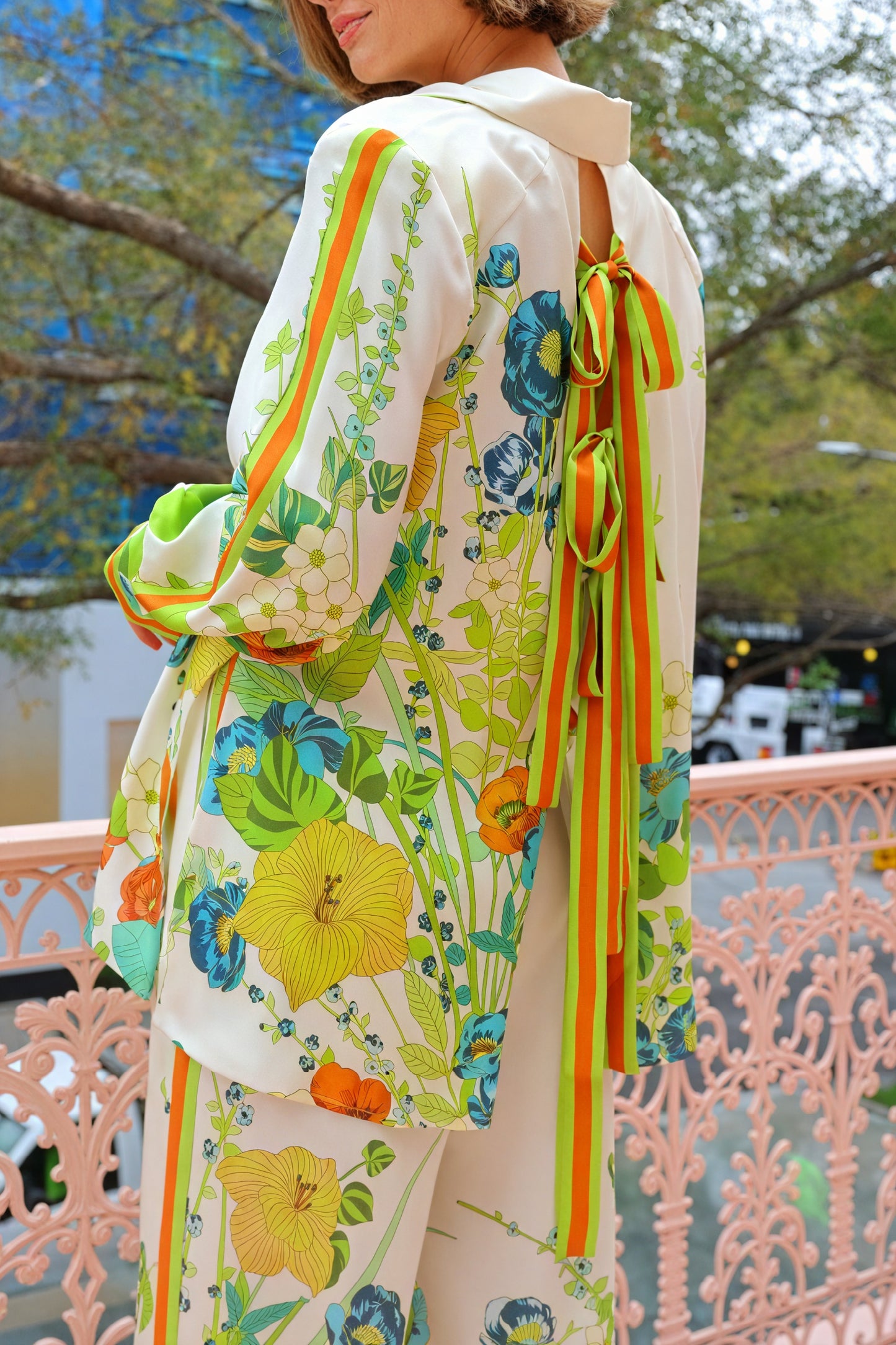 Floral Suit - Wide Leg Trousers, Cream