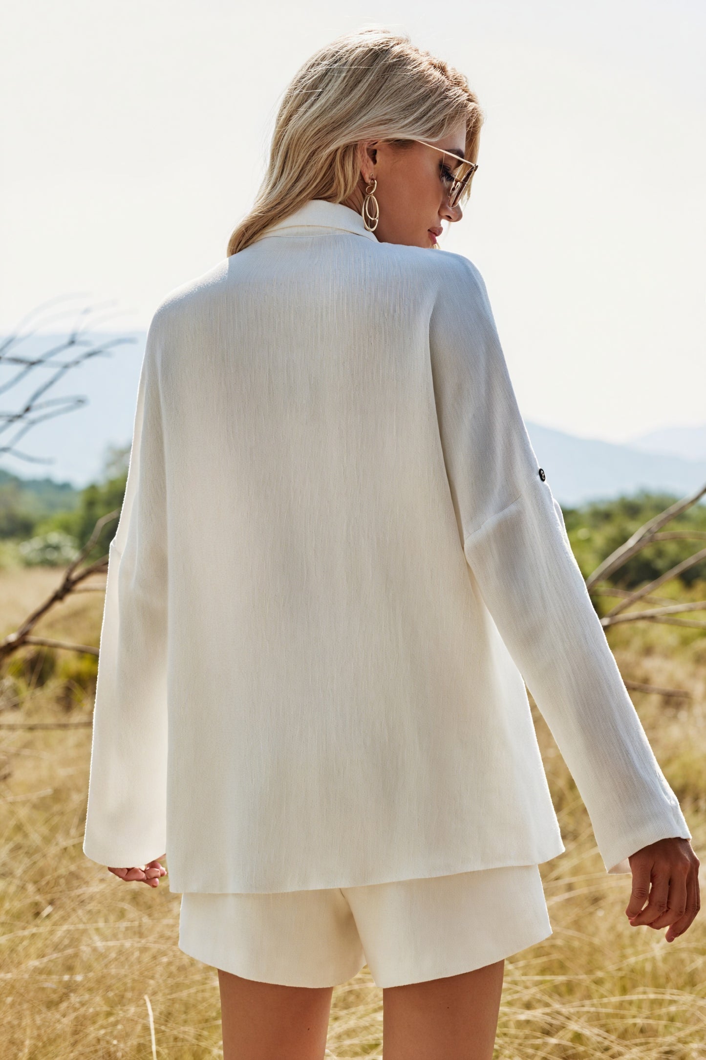 Button-Down Two-Piece Set - Textured Fabric