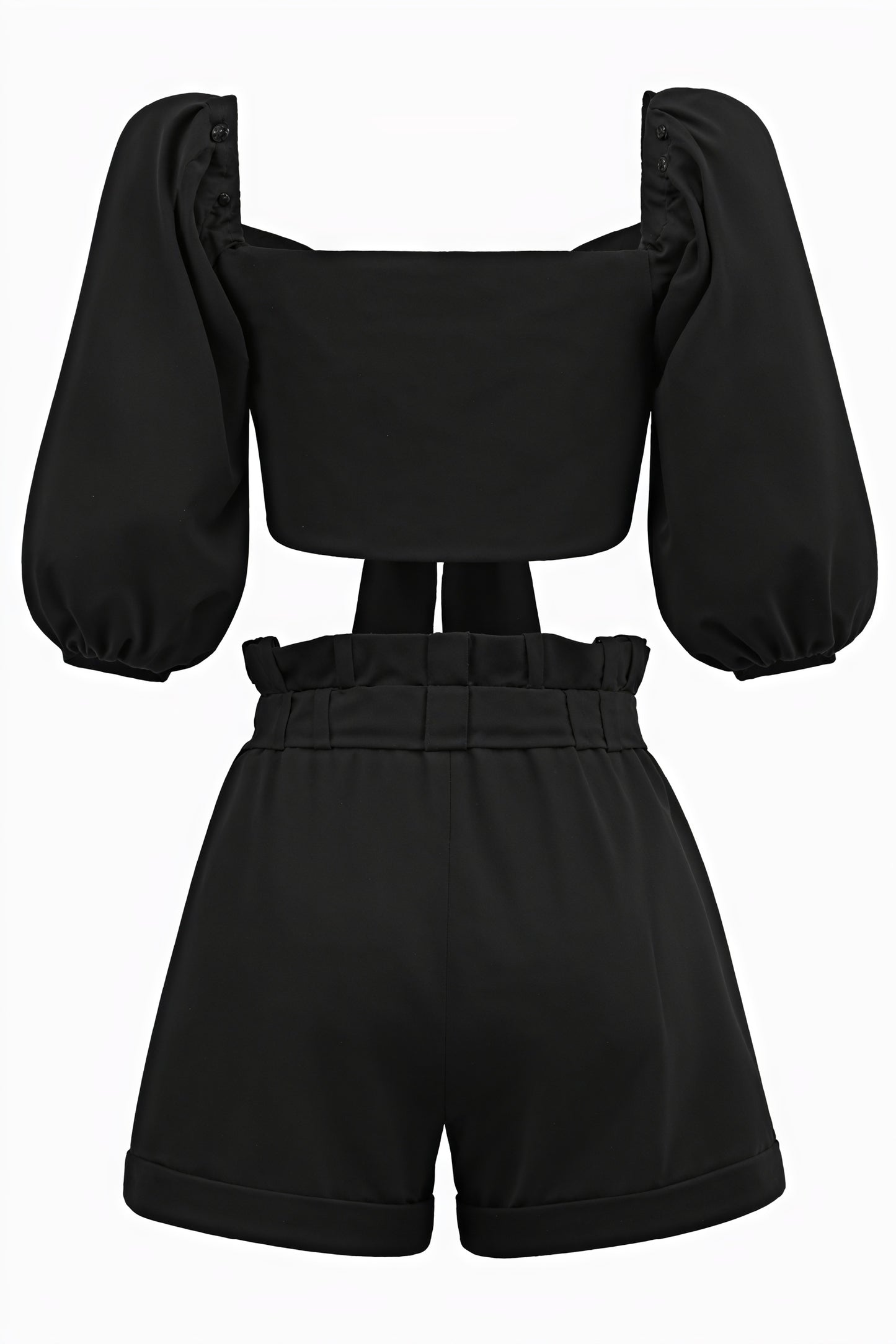 Two-Piece Set - Cropped Top & High-Waisted Shorts