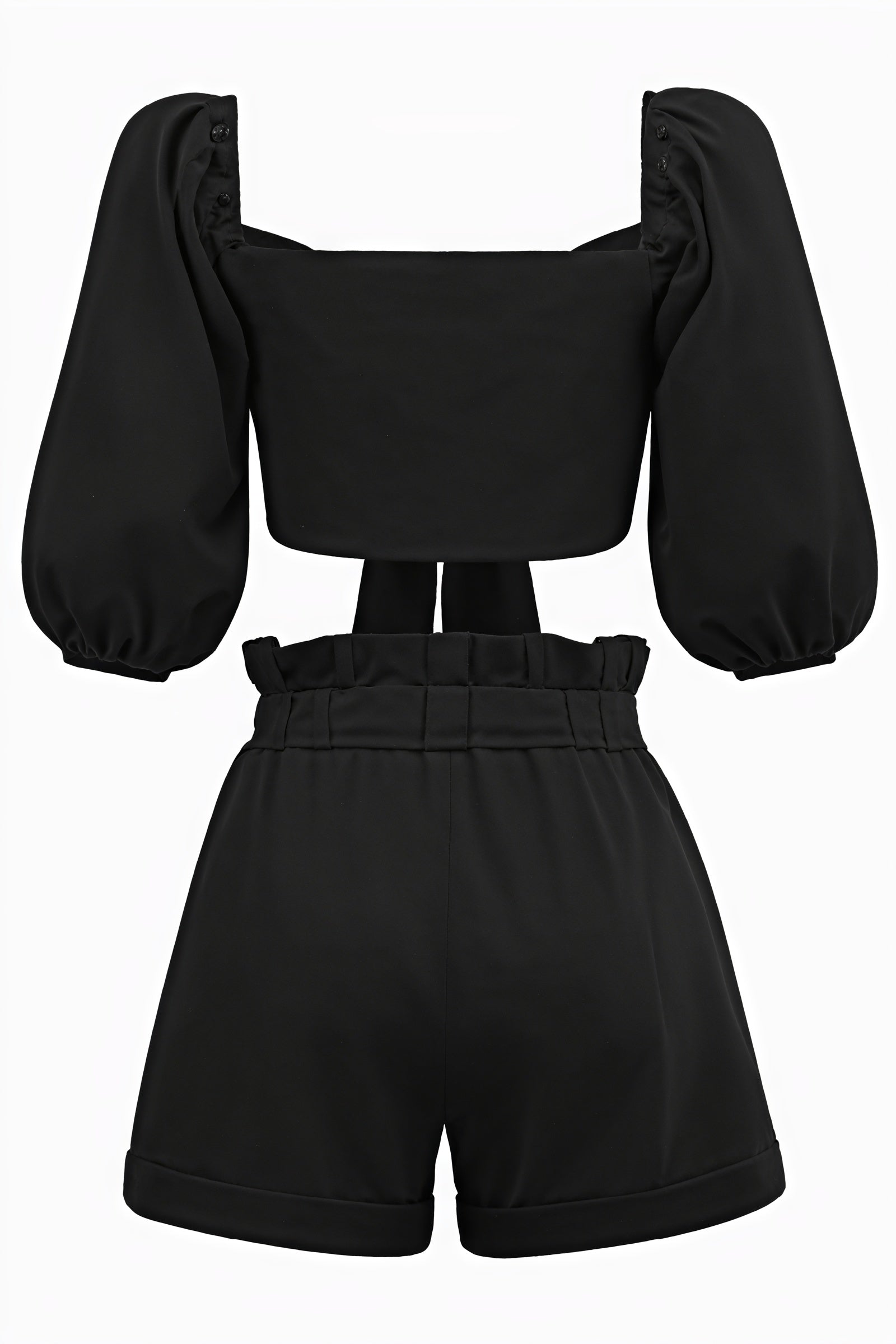 Two-Piece Set - Cropped Top & High-Waisted Shorts