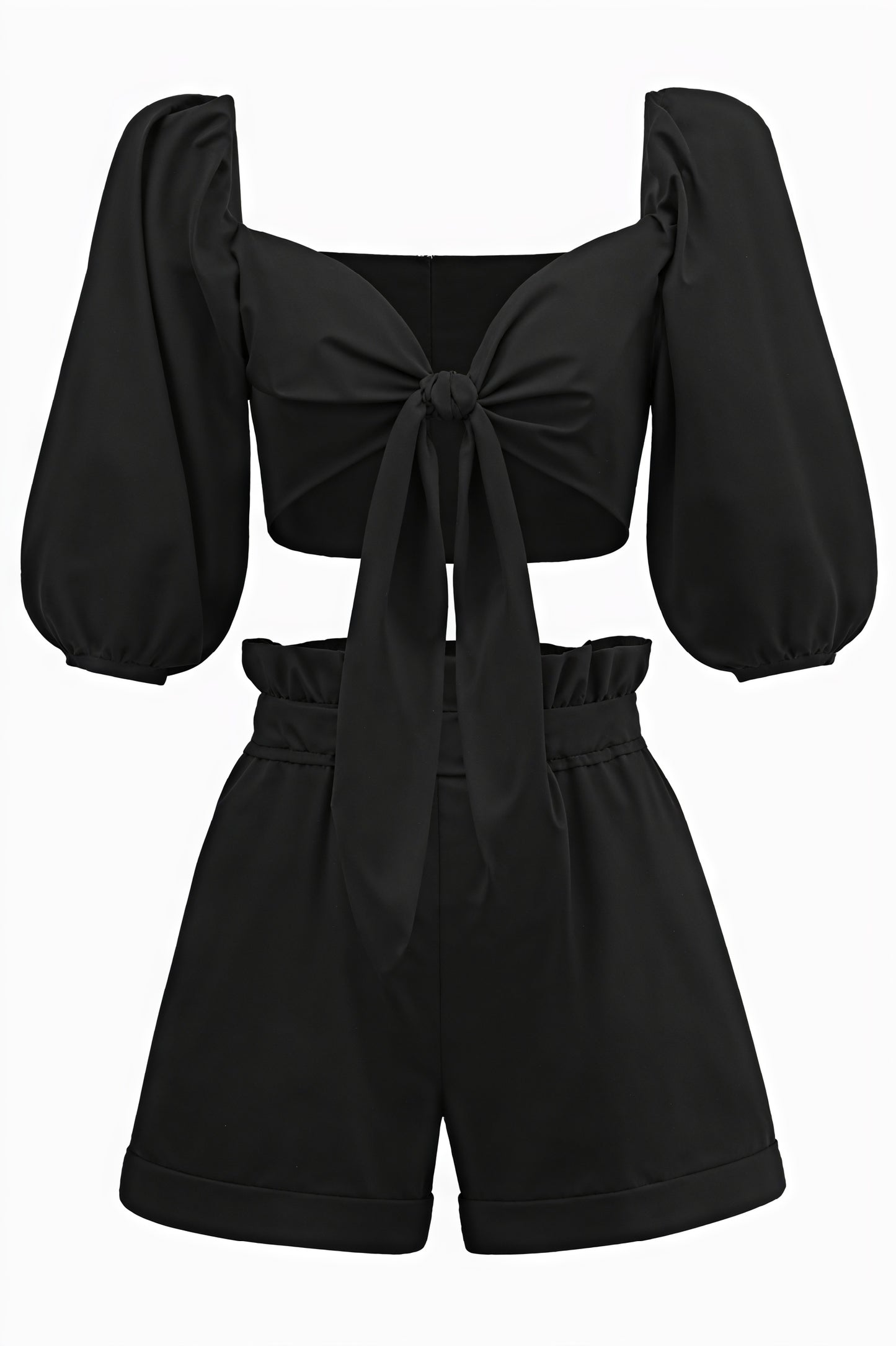 Two-Piece Set - Cropped Top & High-Waisted Shorts